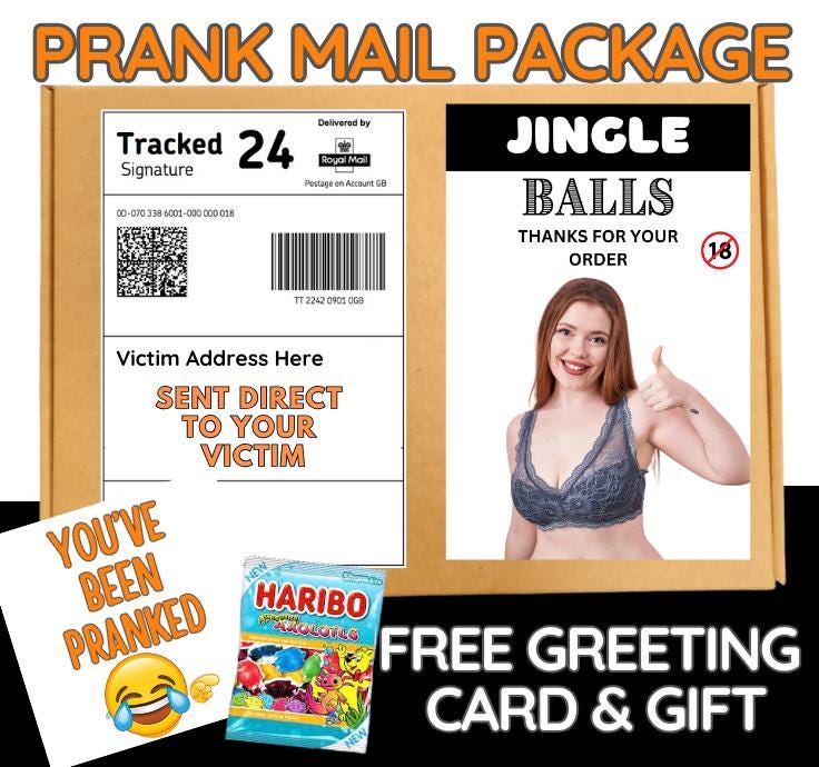 Hilarious "Jingle Balls" Prank Mail Package: Gag Gift with Candy & Card