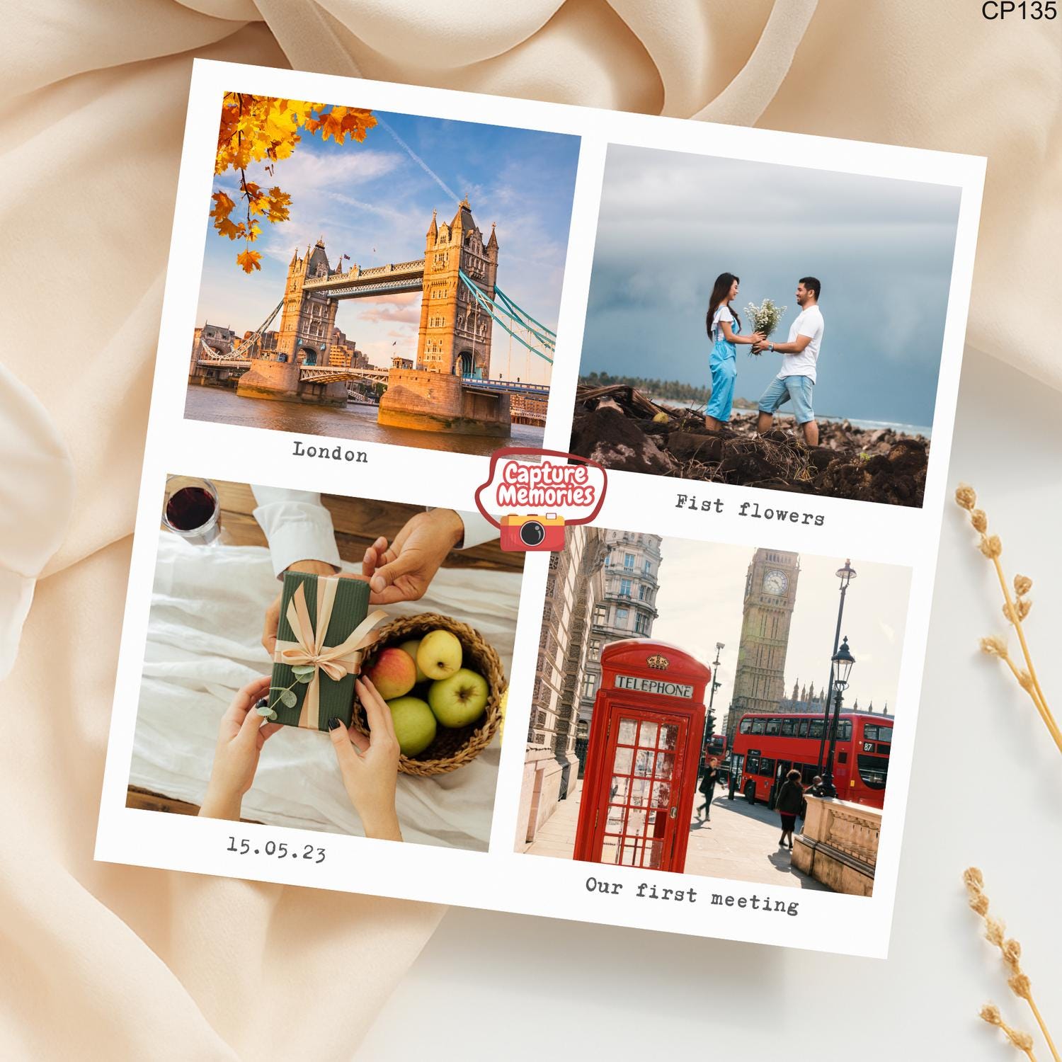 Personalized Photo Keepsake Card: London Trip, Anniversary, Special Moments