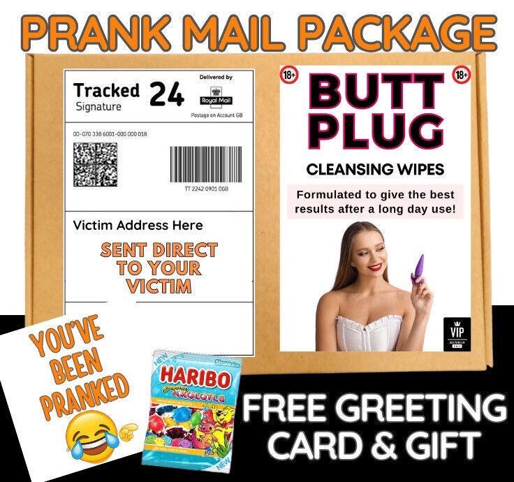 Prank Mail Package: Funny Gag Gift with Greeting Card & Candy