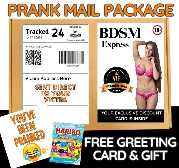 Funny Prank Mail Package: BDSM Joke, Free Candy & Card