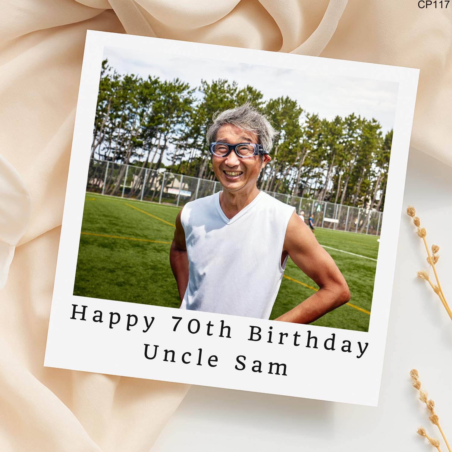 Personalized 70th Birthday Photo Card for Uncle: Active Lifestyle Greeting