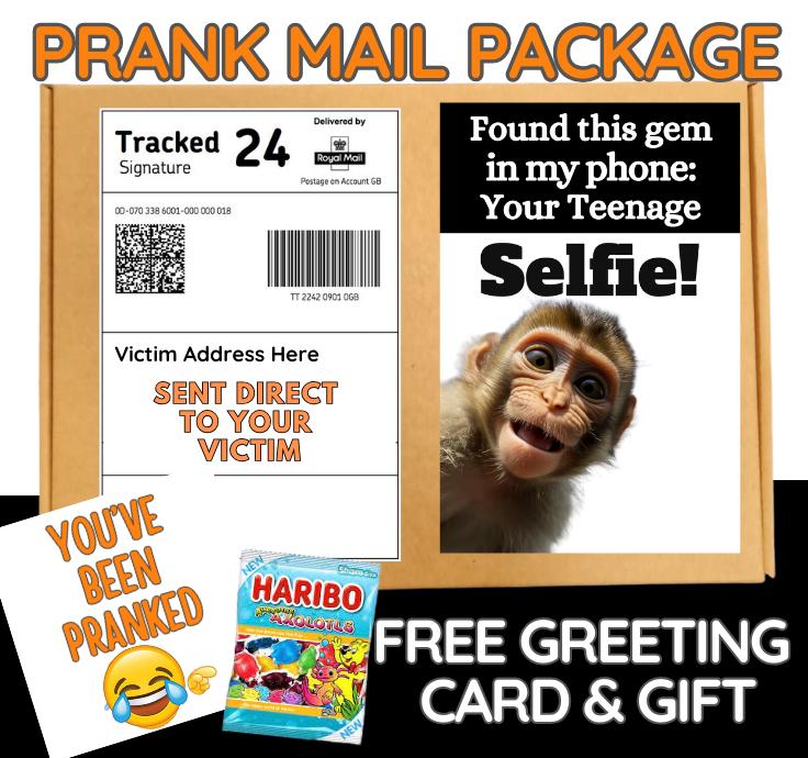 Funny Prank Mail Package - Hilarious Teenage Selfie Prank Gift with Free Greeting Card with Candy - Perfect Joke Gift for Friends & Family