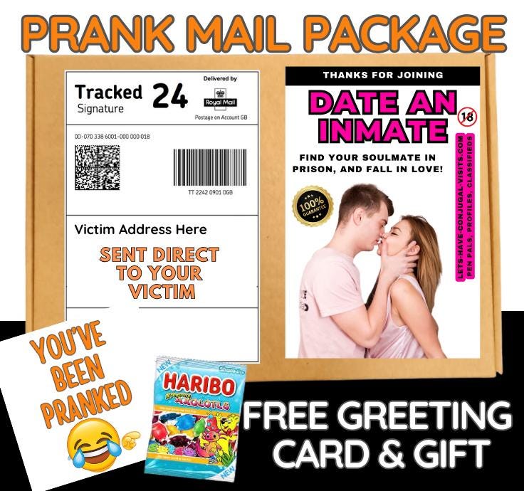 Date an Inmate Prank Mail Package: Funny Gag Gift Box