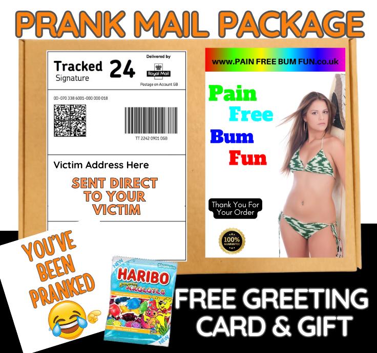Pain-Free Bum Fun Prank Mail – Hilarious Naughty Gag Gift Package – Funny Joke Sent Anonymously to Friends or Roommates