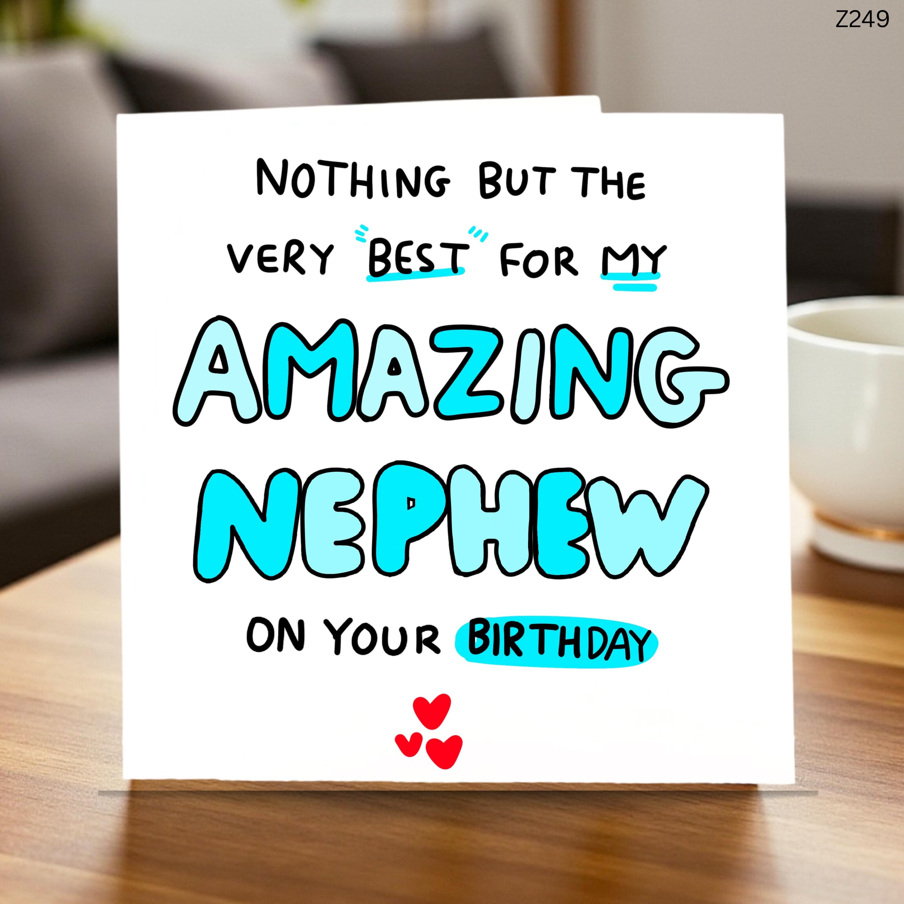 Amazing Nephew Birthday Card, Cute Nephew Card from Aunt or Uncle, Funny Family Birthday Card for Boys, Personalised 6x6 Card