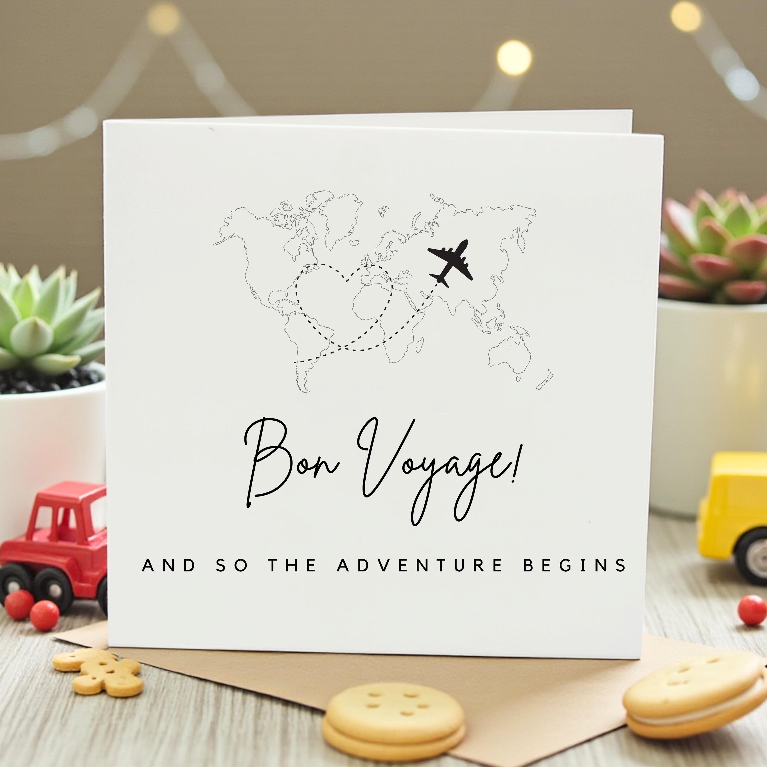 Bon Voyage Card | Personalized Travel Gift | Safe Travels | Adventure Awaits | Custom Farewell Card