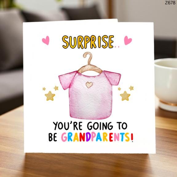 Grandparents Announcement Card - Surprise! You're Going to Be Grandparents - Funny Pregnancy Reveal Card for New Grandparents, Parents-to-be