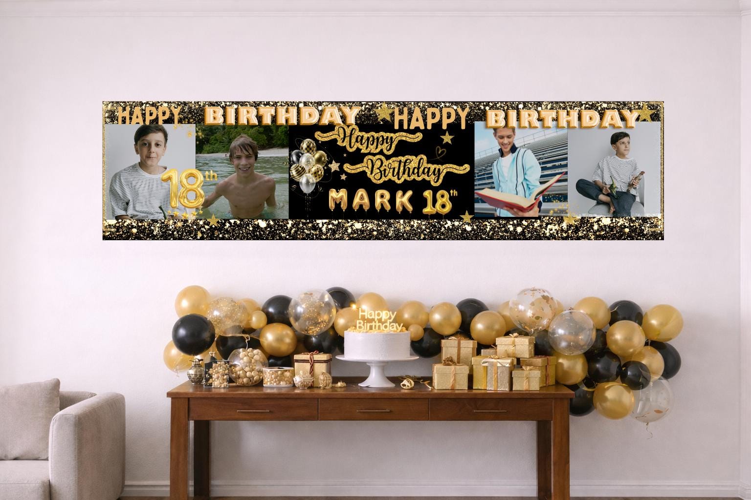 2x Personalised Birthday Photo Banners - 1st, 18th, 50th Party Decoration for Any Event