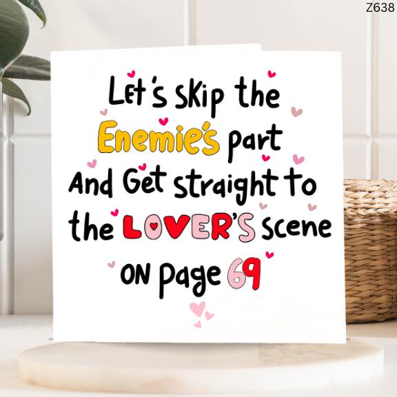 Funny Skip Enemies Card, Lovers Scene,Personalized Message, Quirky Love Note, Naughty Greeting, Customizable Anniversary Card,Romantic Humor