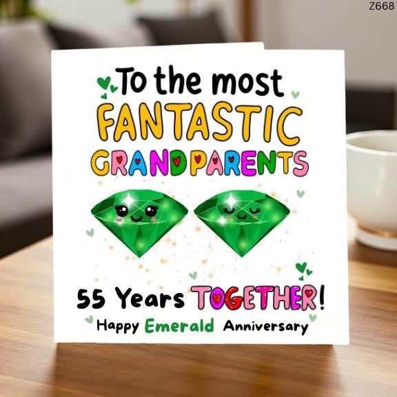 Fantastic Grandparents 55th Emerald Anniversary Card, Funny 55 Years Together, Personalized Gift Idea"