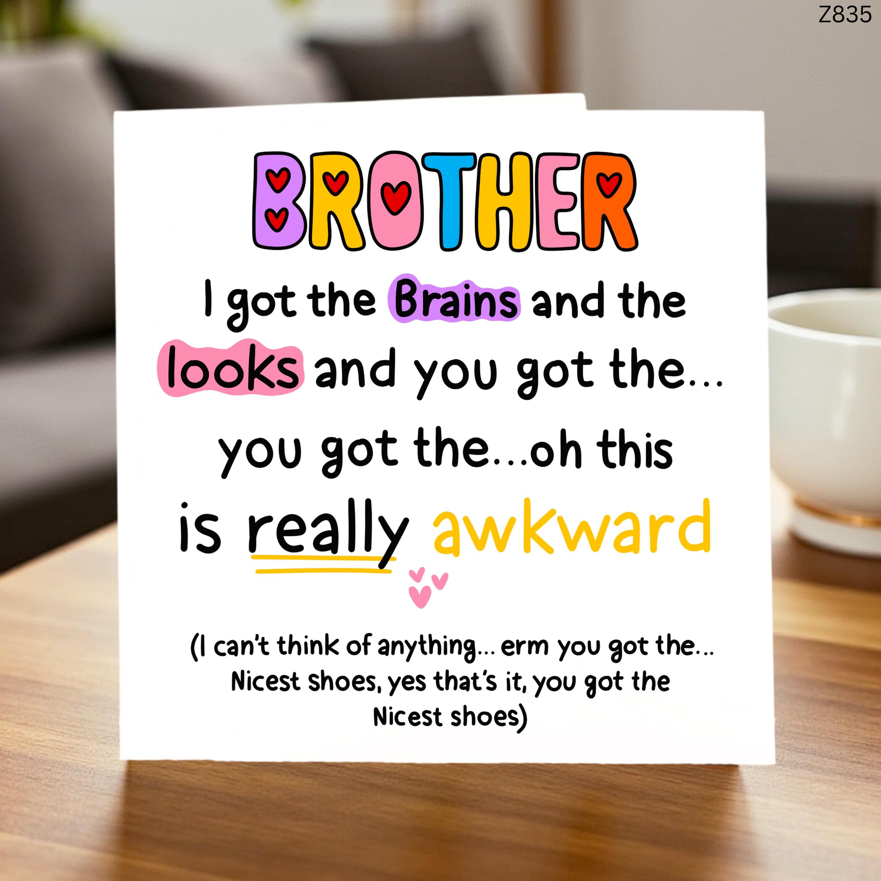 Funny Brother Card, Humorous Birthday Card for Brother, Cute Sibling Card, Sarcastic Brother Birthday Card, Gift for Brother