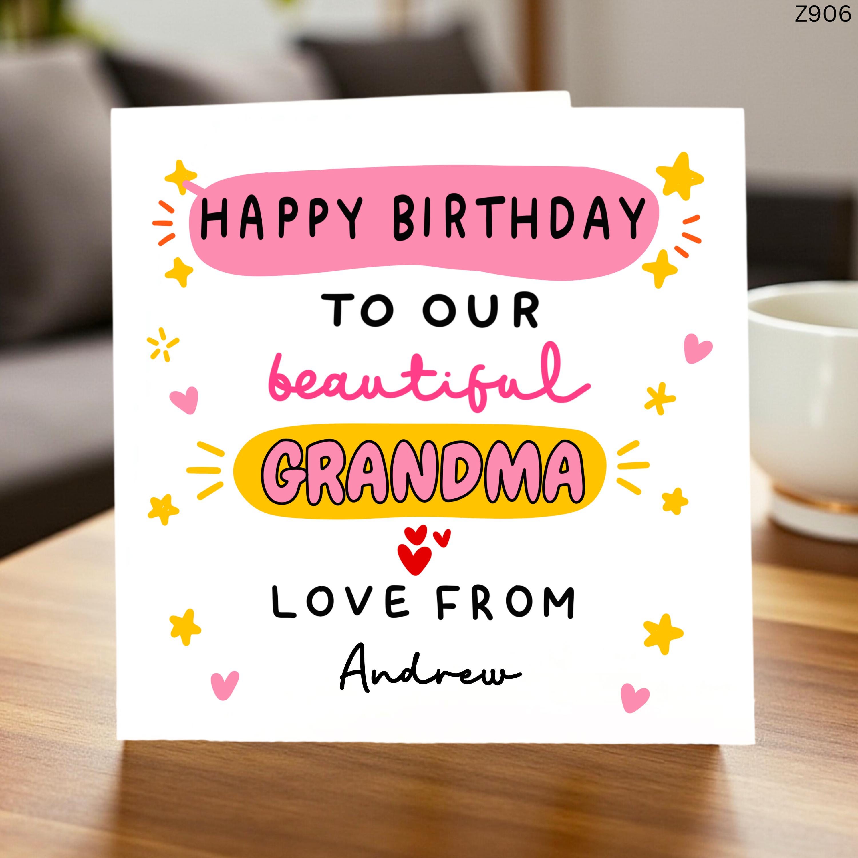 Happy Birthday Grandma Card from Grandchild, Colourful Greeting Card, Fun Birthday Card, Personalised Gift for Grandma, Special Card