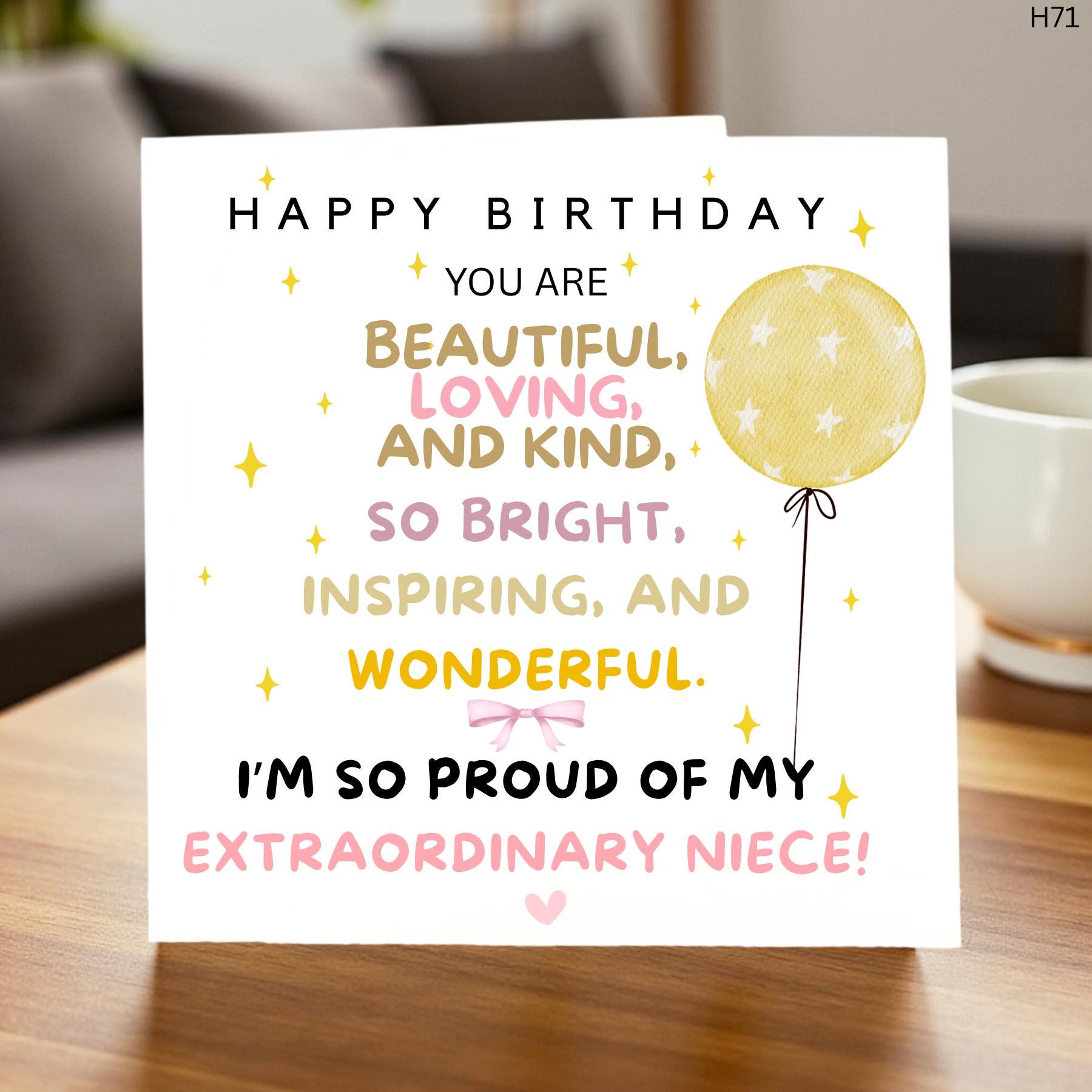 Happy Birthday to my Extraordinary Niece Card, Proud of my Niece Birthday Gift, Beautiful Inspiring Niece Card, Gold Star Balloon Niece Card