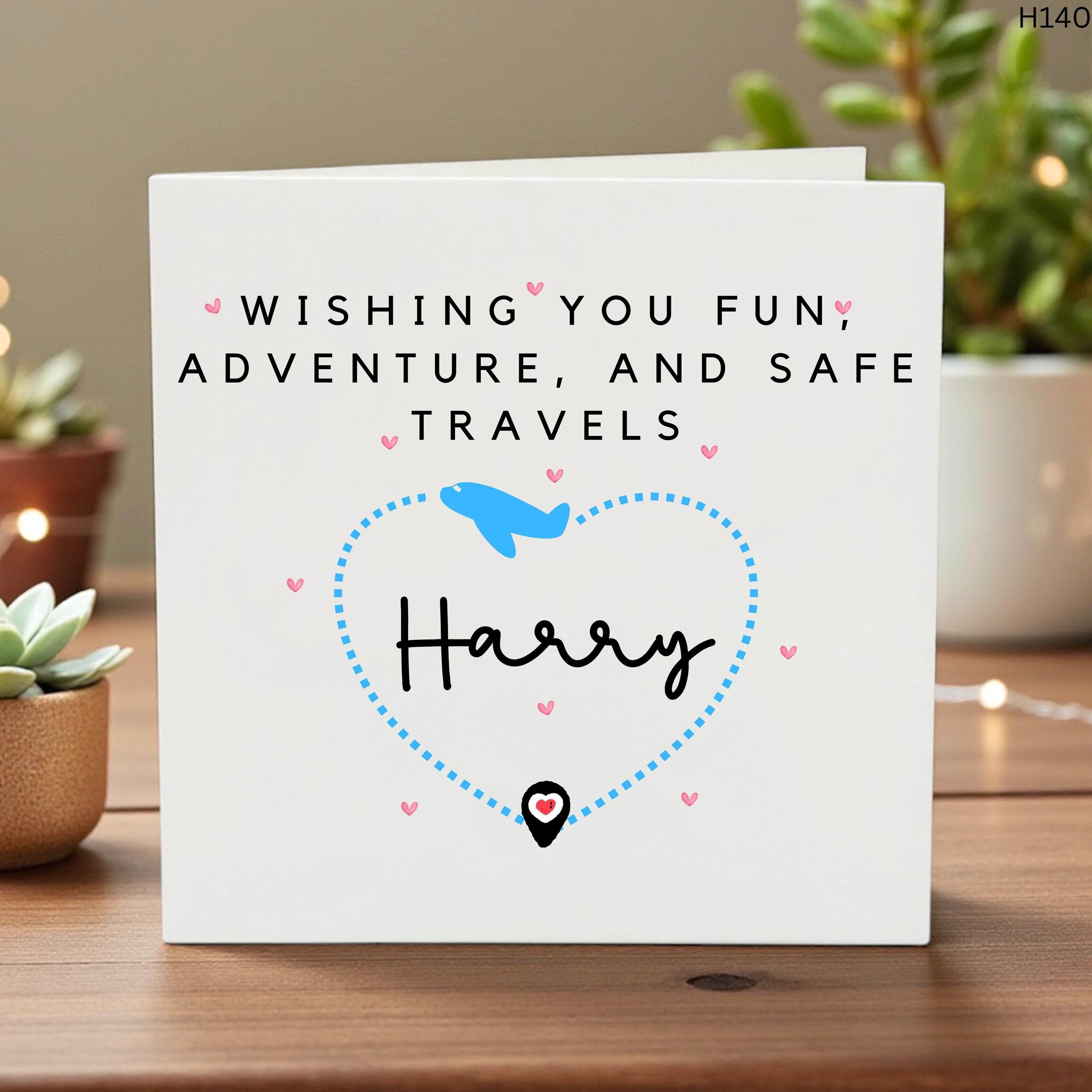 Personalised Bon Voyage Travel Card, Safe Travels Going Away Card, Custom Name Farewell Card, Travel Lover Gift, Adventure Awaits 6x6