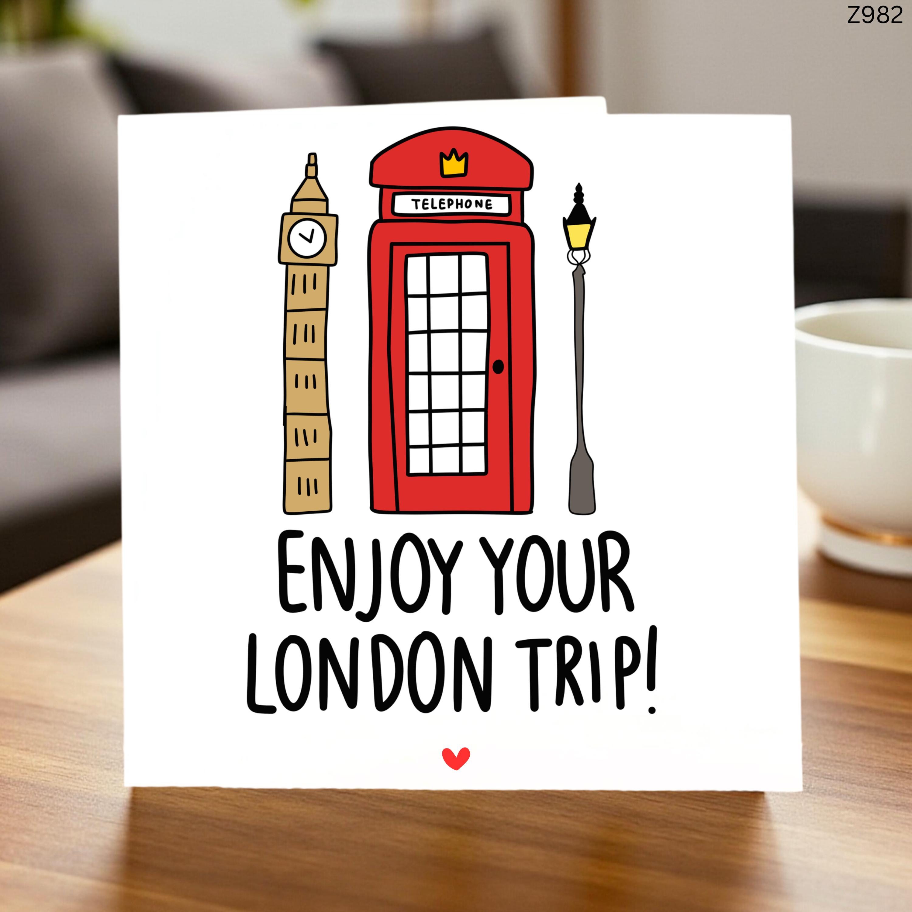 London Trip Reveal Card, Surprise England Vacation Gift, Big Ben and Telephone Box Greeting Card, Moving to London Bon Voyage Stationery