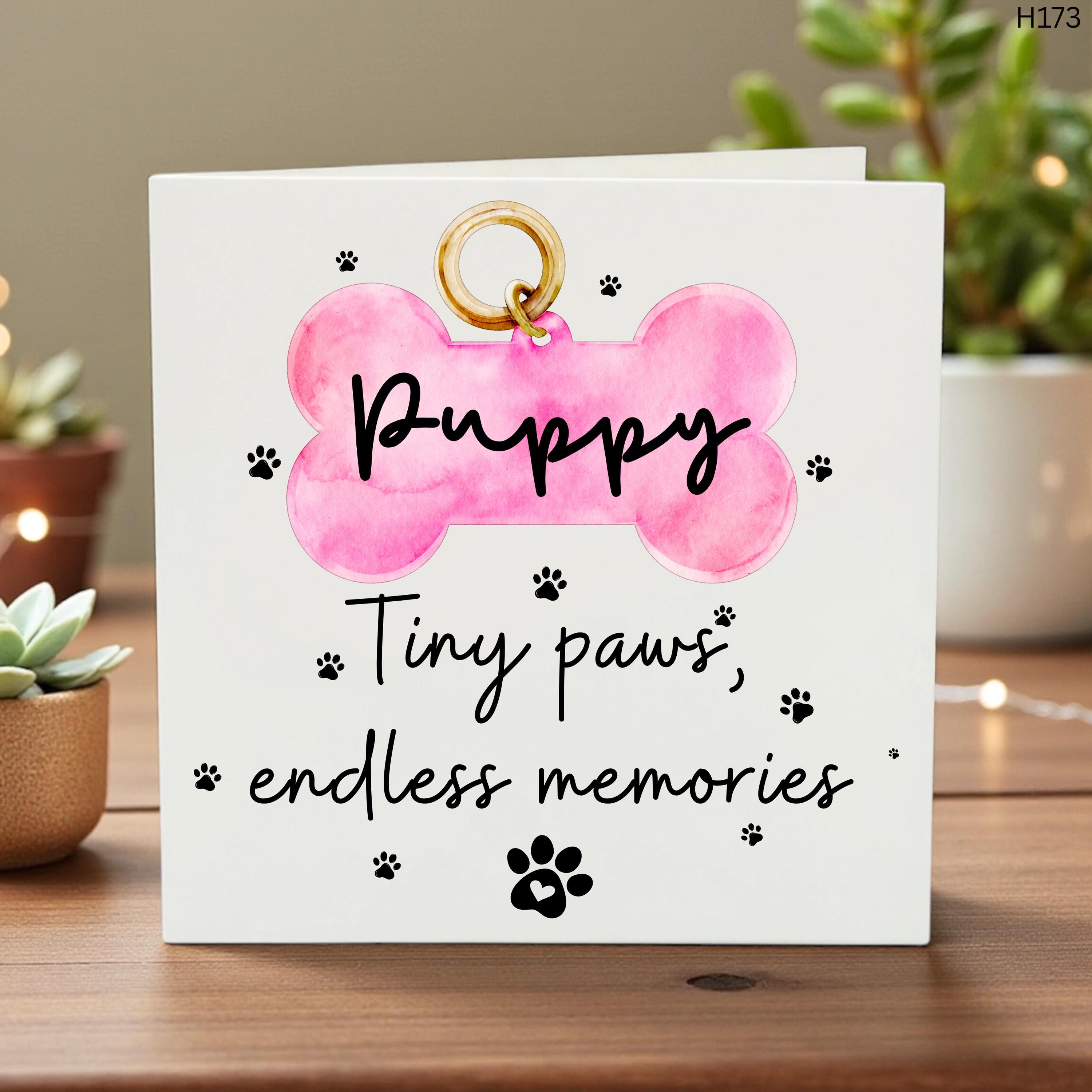 Personalised Puppy Memorial Card, Tiny Paws Endless Memories, Pet Sympathy Card, Dog Loss Keepsake, Custom Name, Comfort Pet Owner