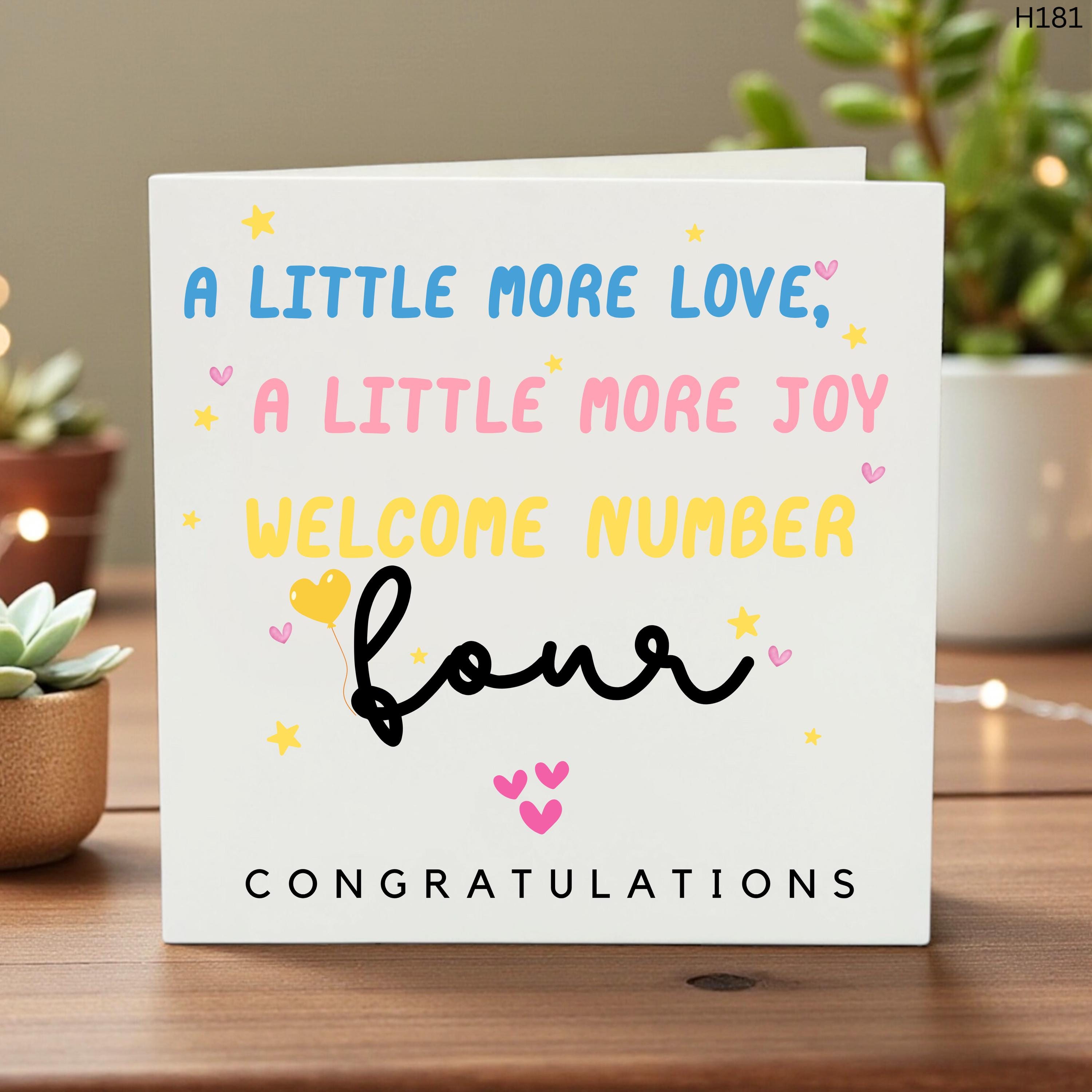 And Then There Were Four Congratulation card-New Baby Congrats, Pregnancy Card, New Baby Card, Congratulations-welcome Baby