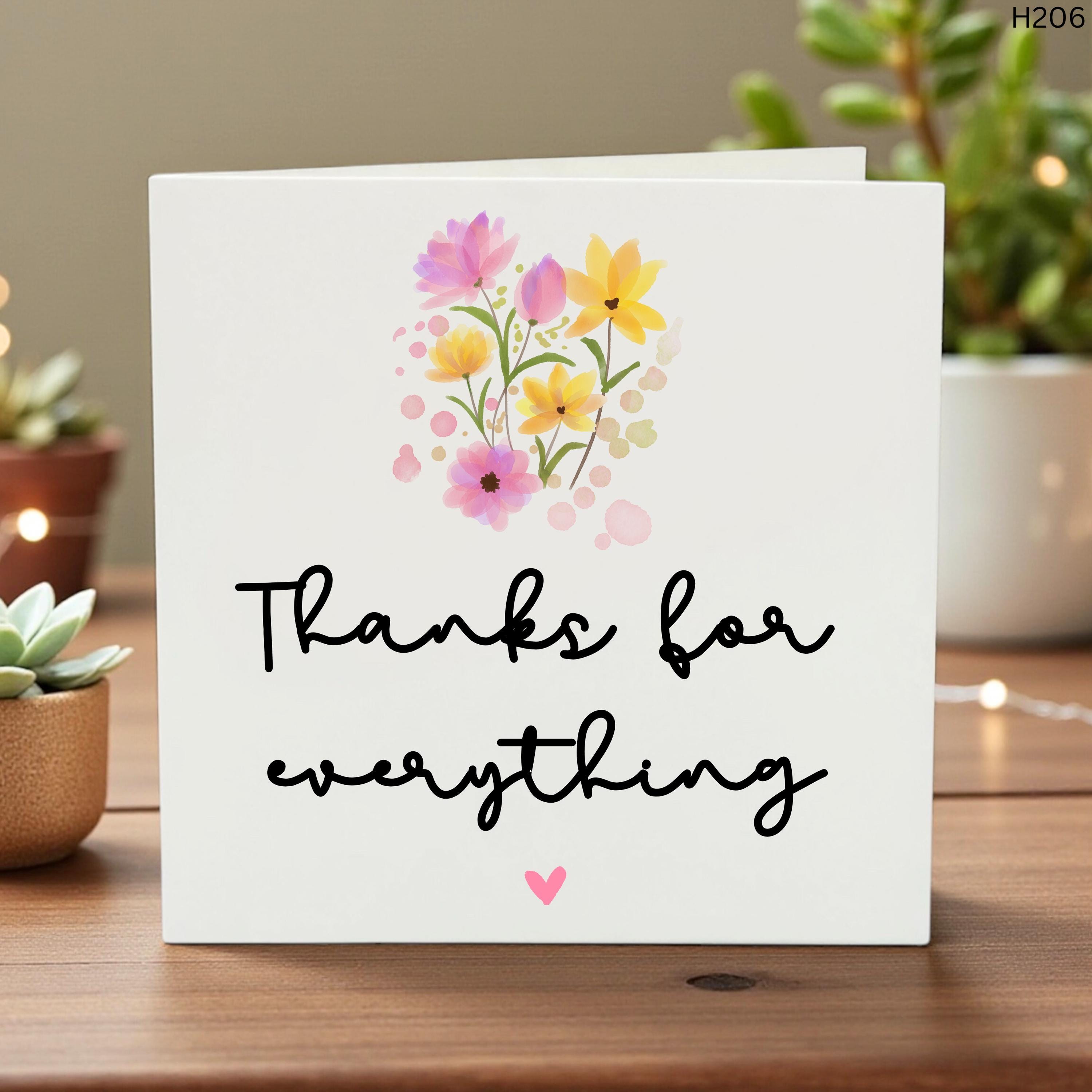 Rustic Thank You Card, Floral Greeting Card, Personalised Thank You Card, Cute Appreciation Card for Friend, Family, Coworker