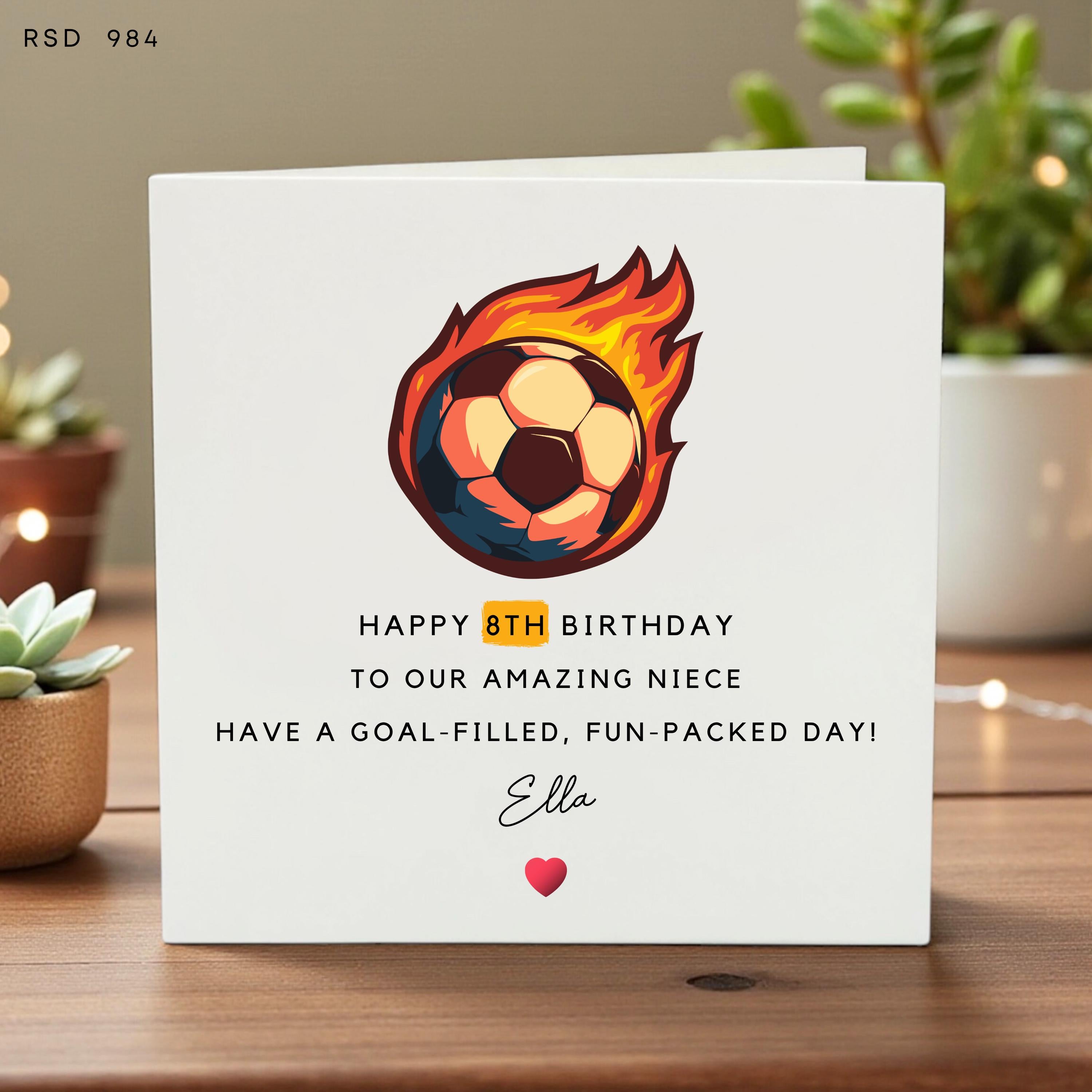Football Birthday Card, Personalised 7th, 8th, 9th, 10th, Any Age Birthday Card for Son, Grandson, Brother, Nephew, Soccer Birthday Card 6x6
