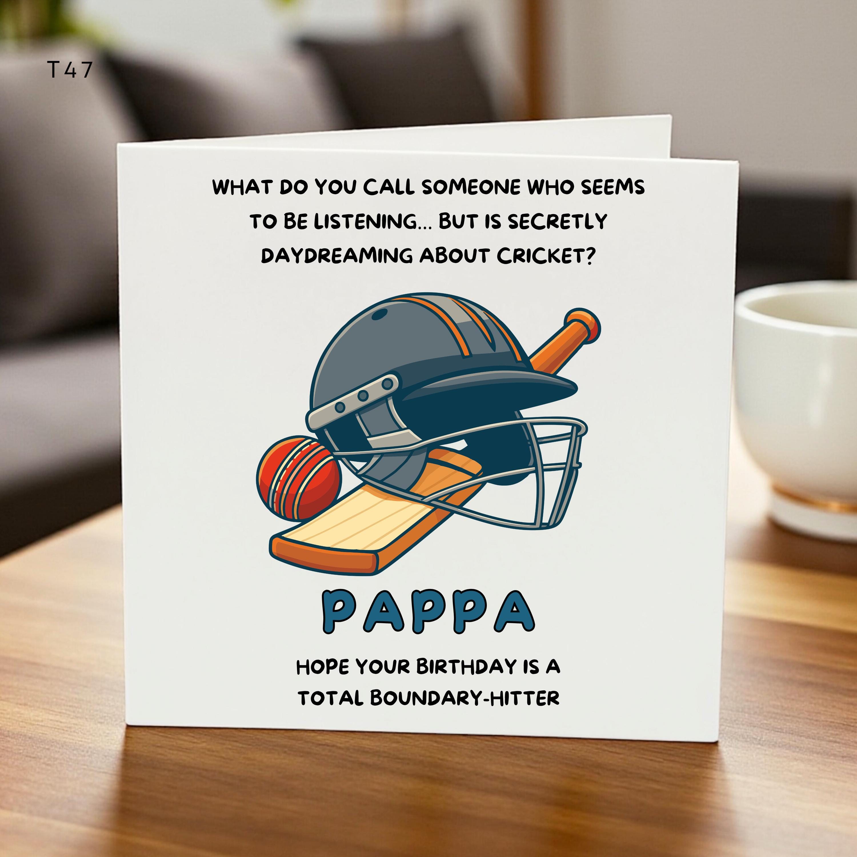 Personalised Funny Dad Birthday Card Cricket Theme Custom Name Humorous Sports Keepsake Gift Father Card Daydreaming Gift