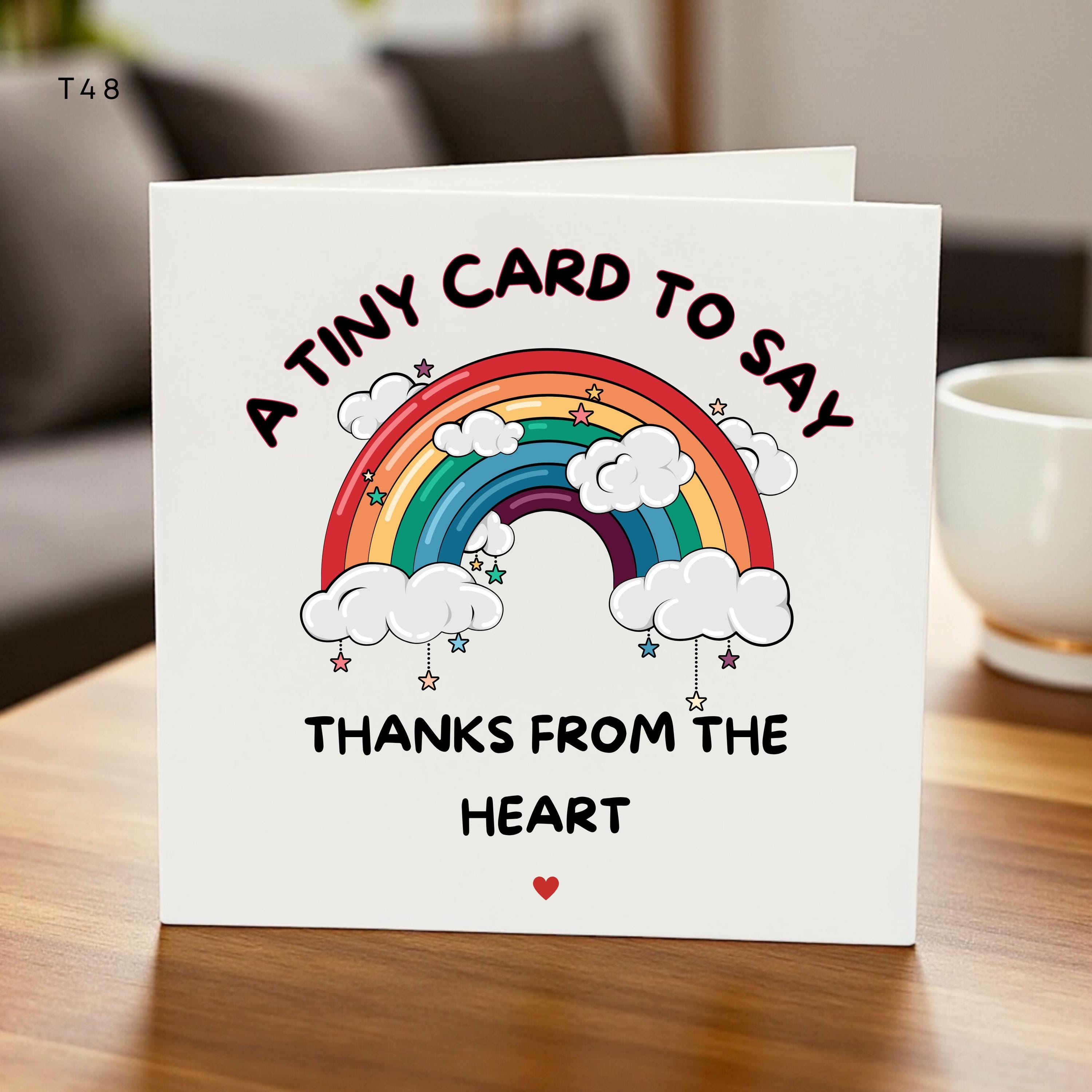 A little card to say a very big thank you card Gift card for teacher friend her him Appreciation card cute thank you gift Rainbow design 6x6