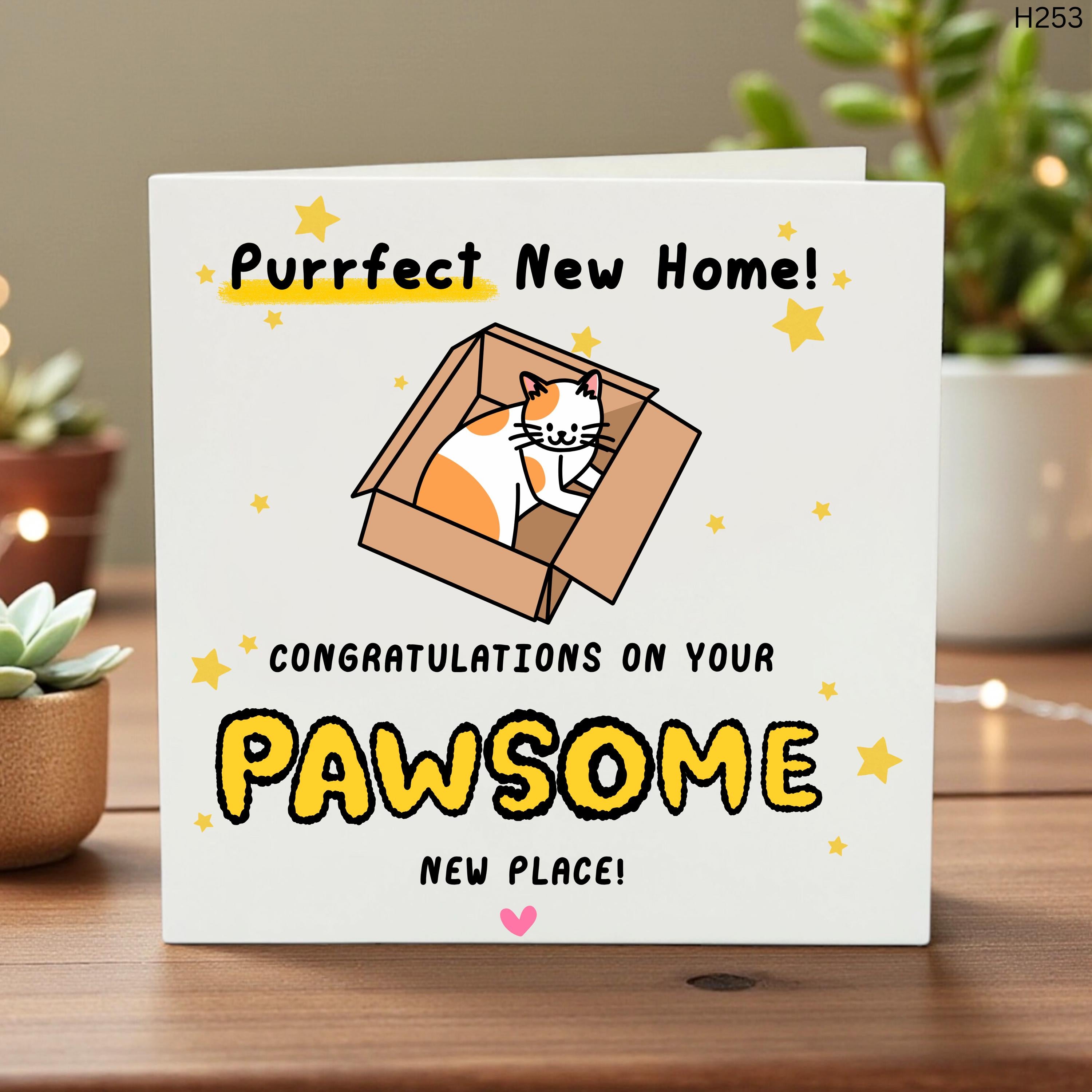Funny New Home Card for Cat Lovers, Purrfect Pawsome Design, Customizable Pet Greeting, Moving House Keepsake, Cute Cat Card