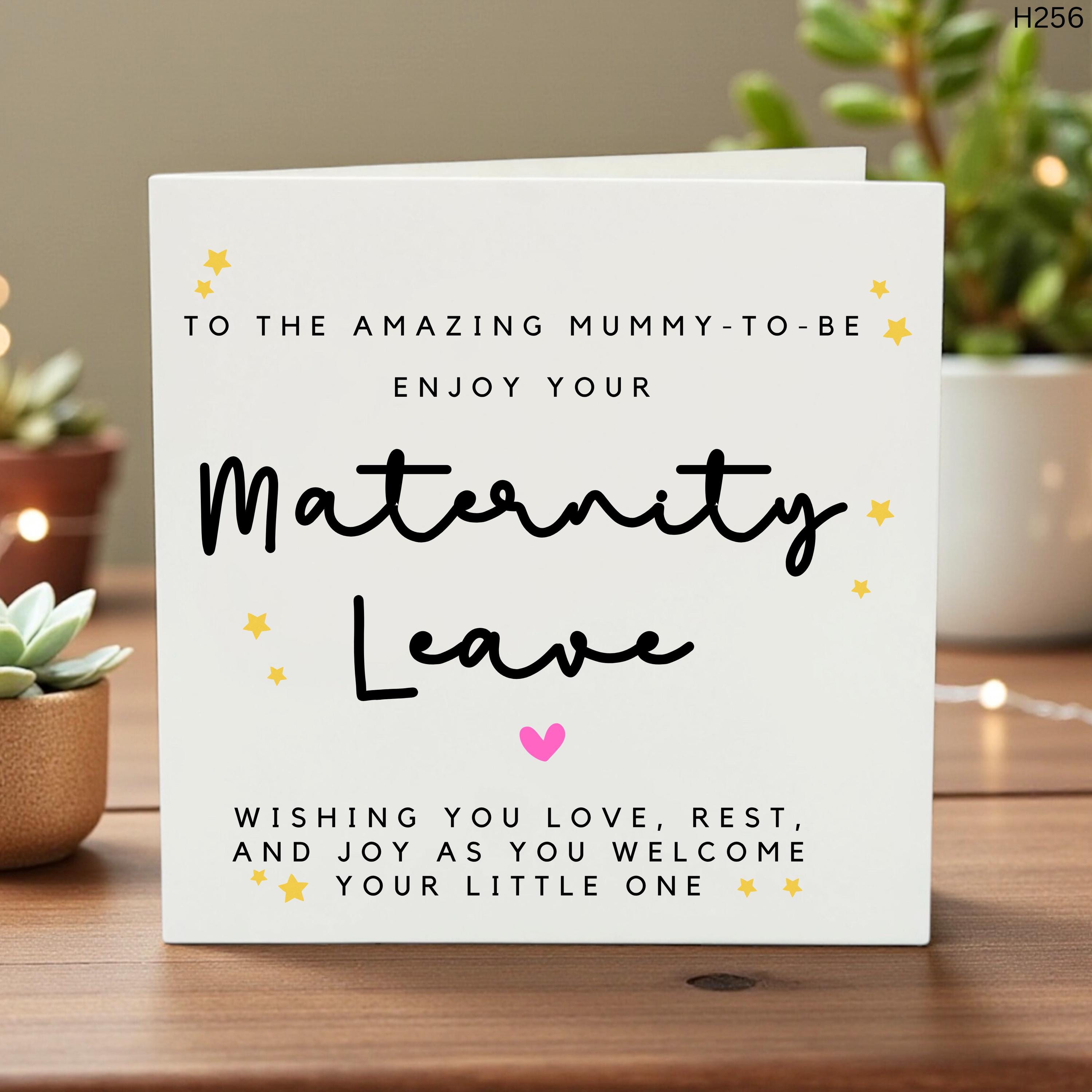 Maternity Leave Card for Mum-to-Be, Personalized Baby Shower or New Arrival, Cute Keepsake Greeting, Handmade Pregnancy Card
