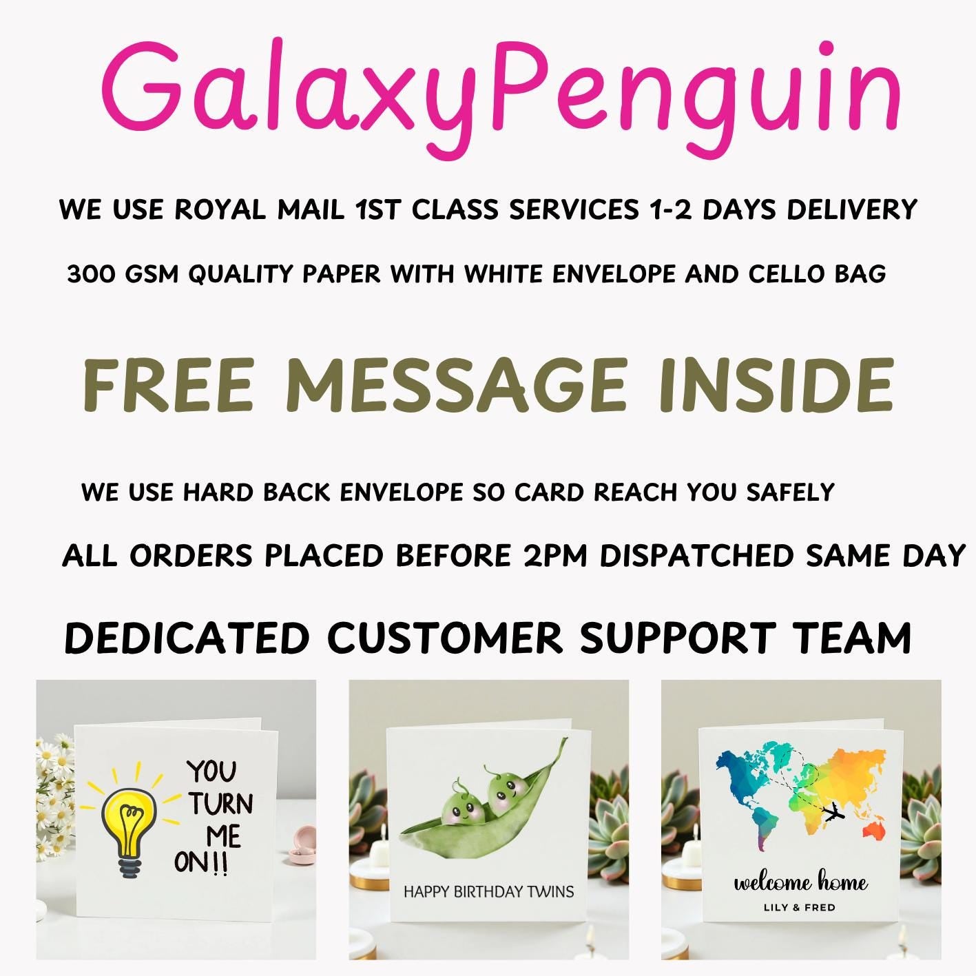 Personalized Penguin Birthday Card, Custom Name Any Occasion Card, Cute Penguin Balloon Greeting, Kids Birthday Card, Special Occasion Card
