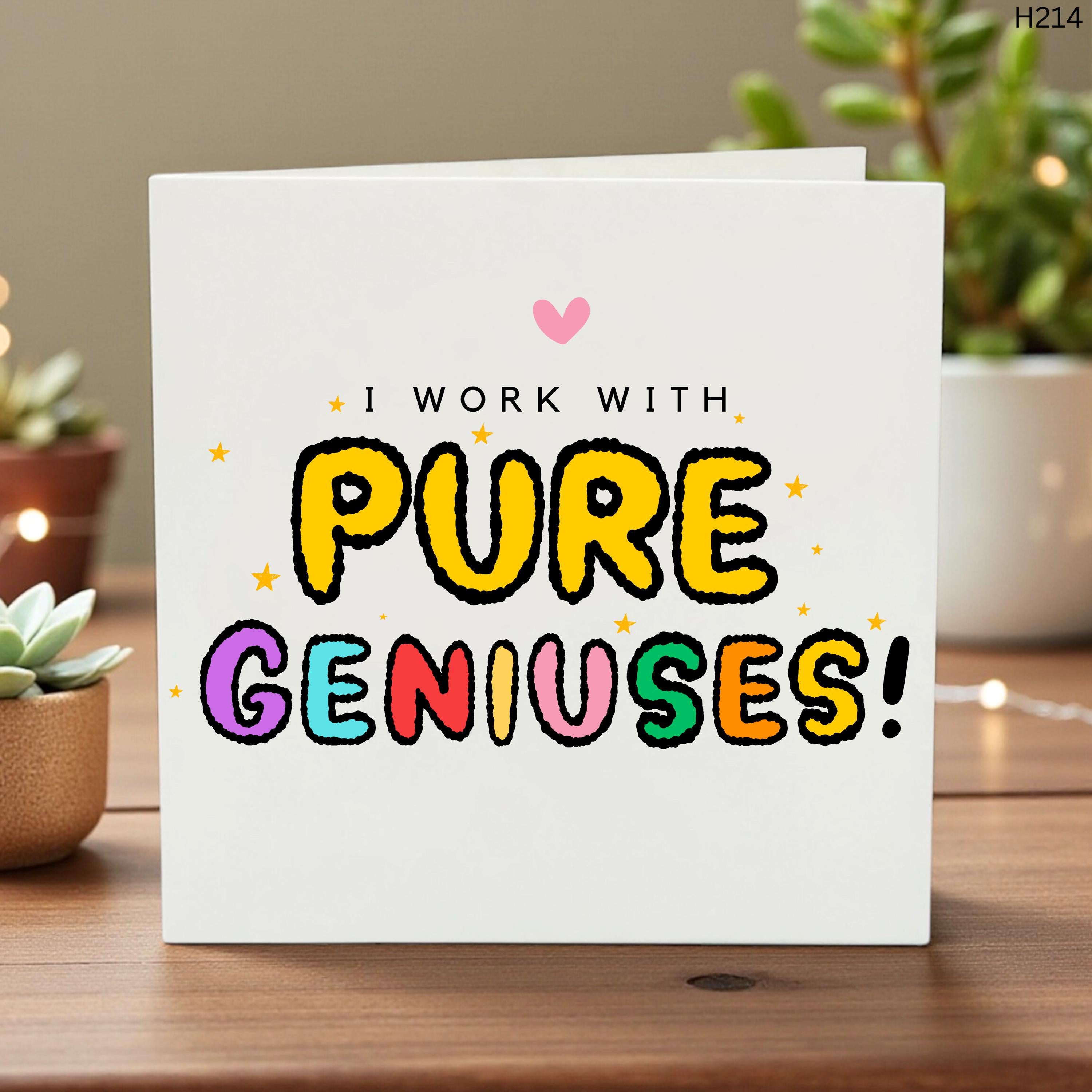 Funny Office Card, I Work With Pure Geniuses, Coworker Gift, Work Farewell Card, Office Appreciation, Leaving Work Card