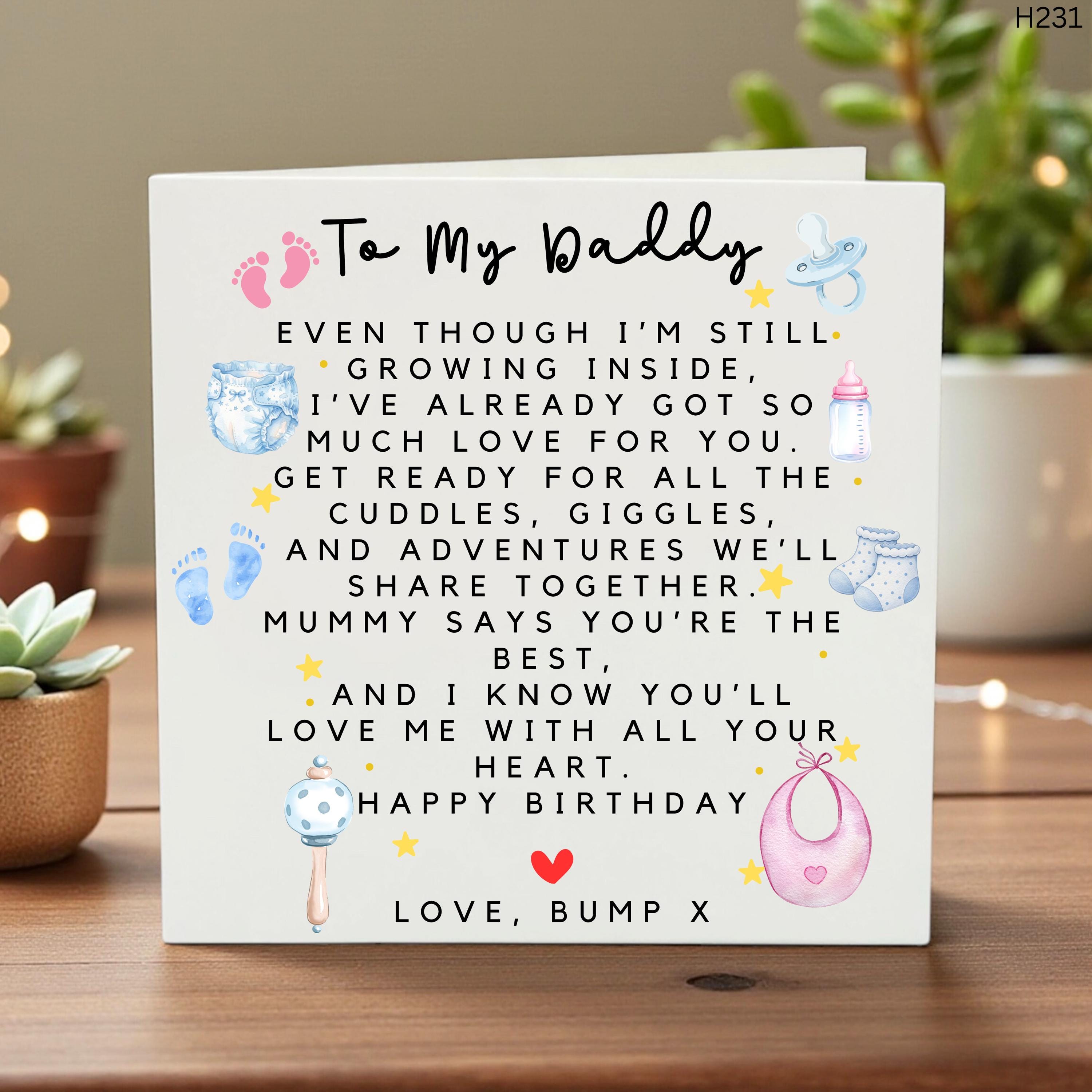 To My Daddy Card from Baby Bump, Personalized Pregnancy Card, Cute Baby Love Message, Expecting Dad Gift, New Dad Keepsake