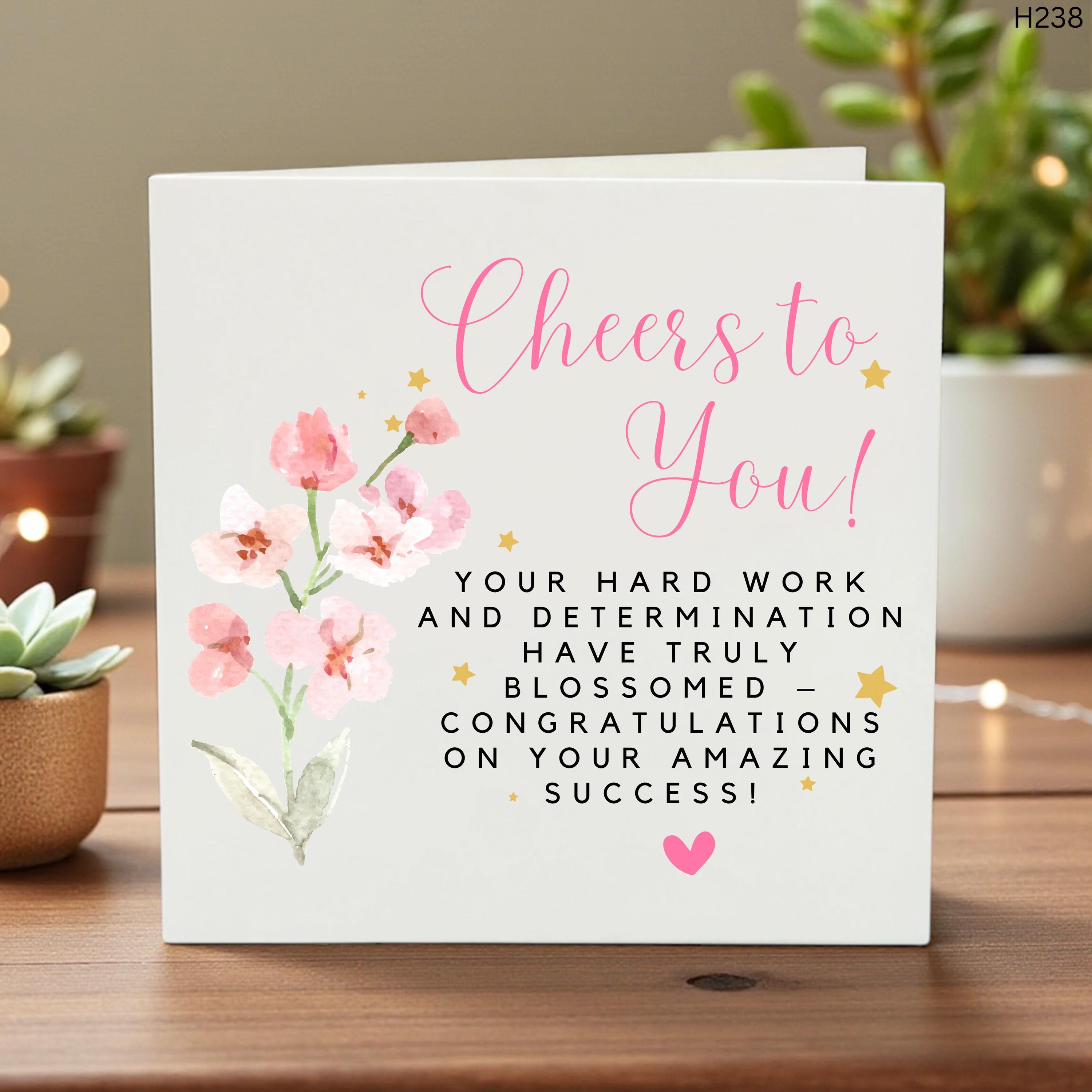Congrats Greeting Card, Hard Work Pays Off, Success Card, Achievement Card, Blossomed Determination, Personalized Celebration Card