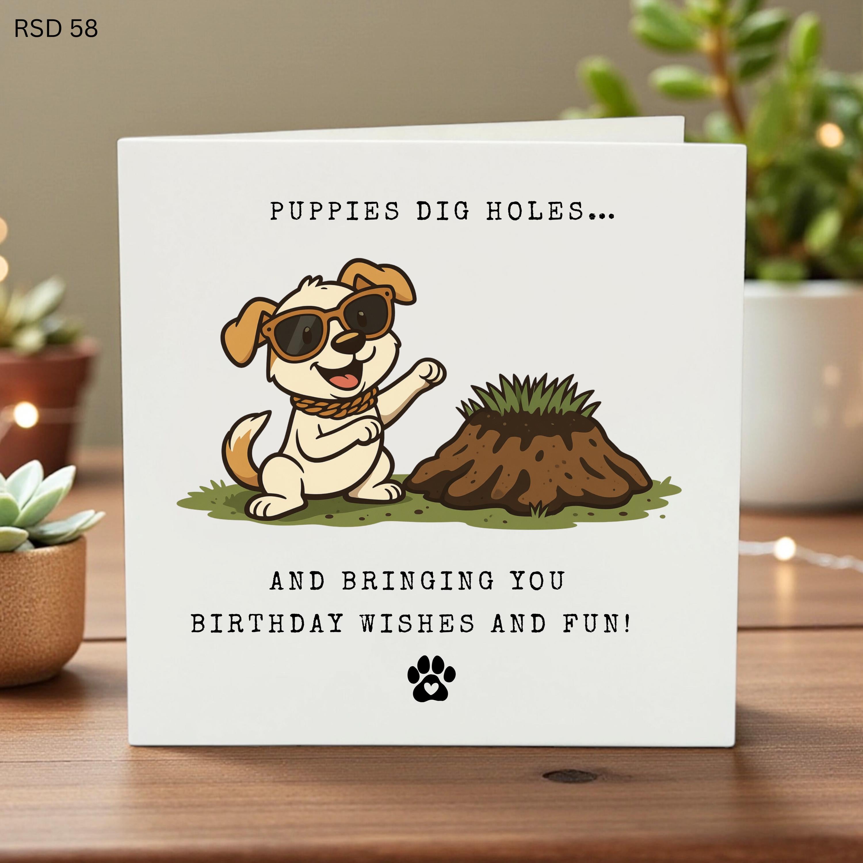 Personalized Puppy Birthday Card, Cute Dog Illustration, Fun Birthday Wishes, Cartoon Pet Lover Greeting, Custom Name Option Gift
