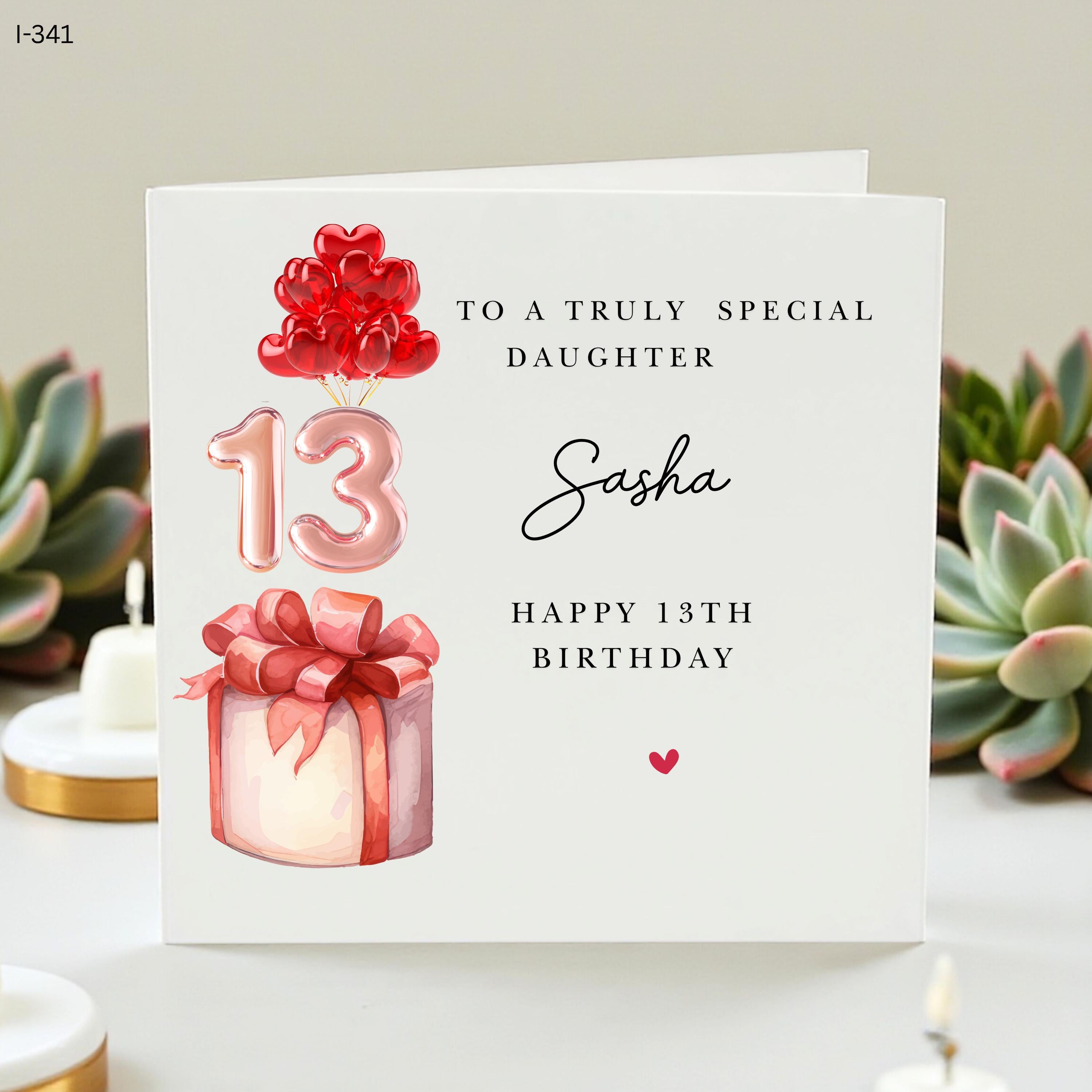 Personalized Daughter 13th Birthday Card, Official Teenager Niece Card, Custom Name Birthday Card for Her, Special Girls 13th Birthday Gift