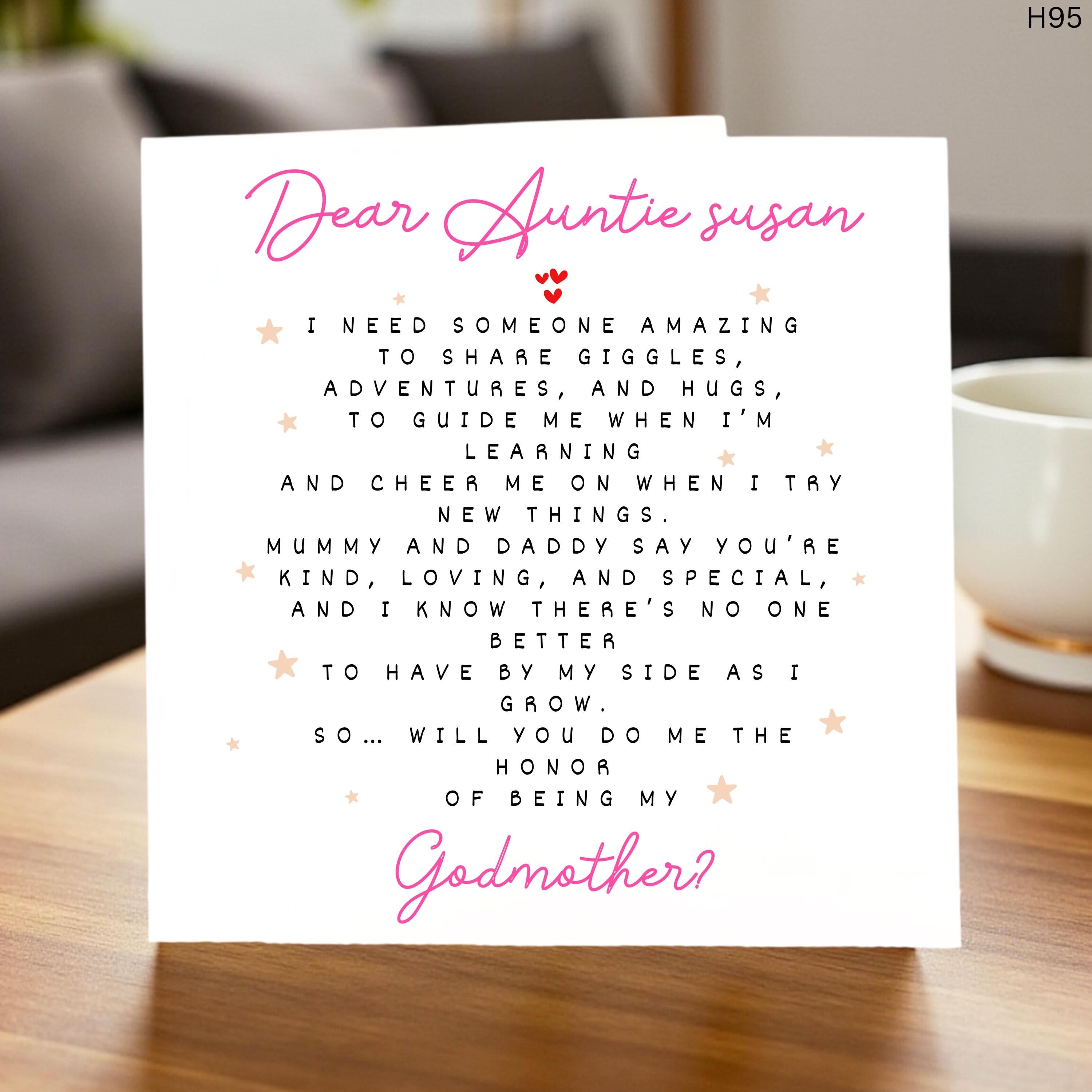 Auntie I Need Someone Special Card β Personalised Godmother Proposal Card, Christening Gift, Baby Shower Card, Custom Name