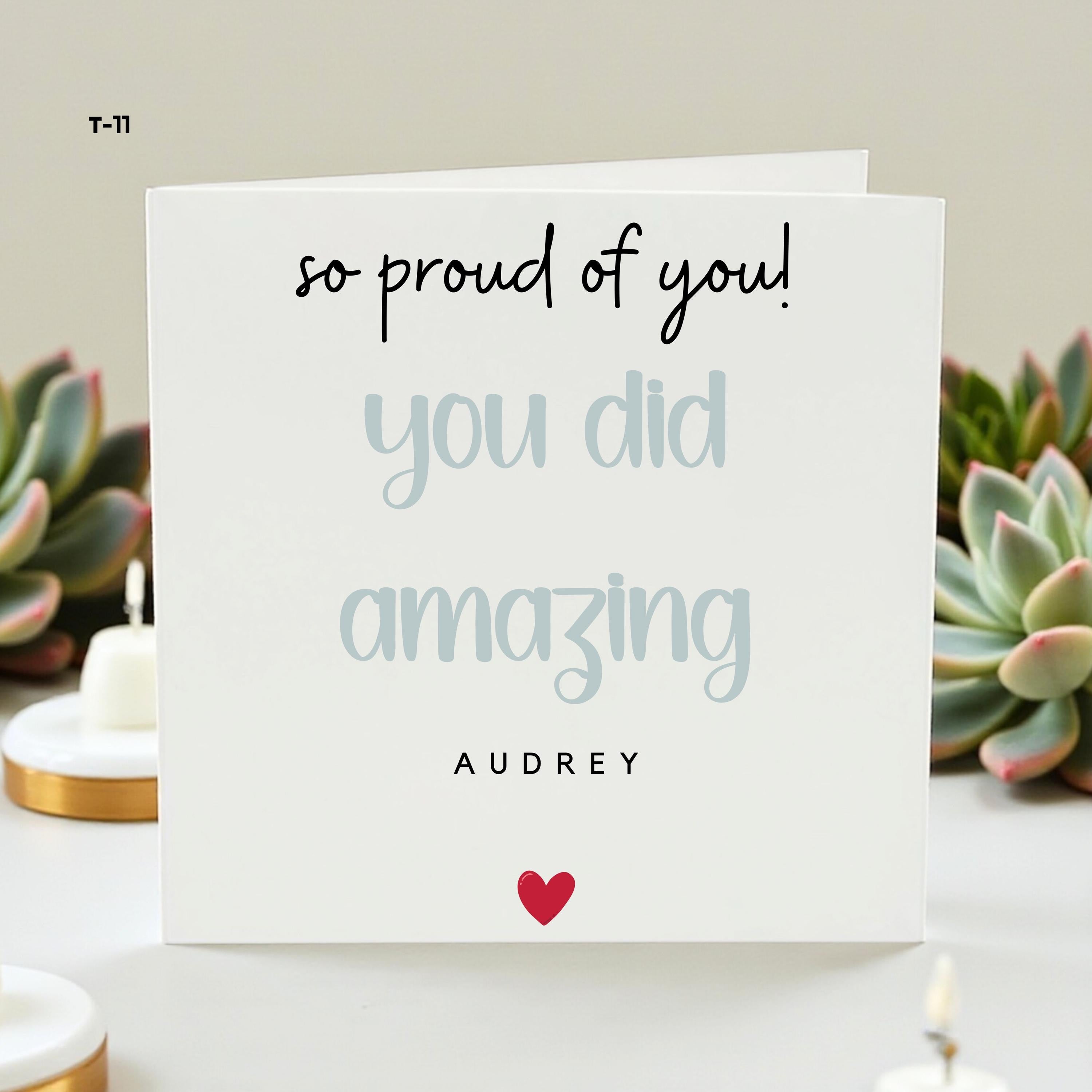 So Proud of You Card, Personalized Encouragement Card, Congratulations Card for Her Him, Minimal Modern Support Card, Achievement Milestone