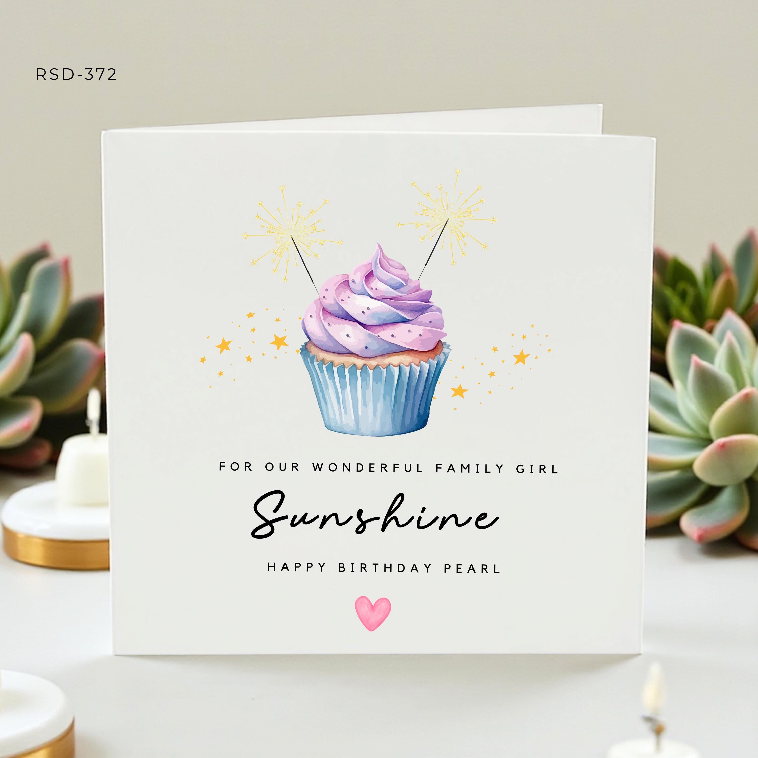 Personalised Daughter Birthday Card Custom Name Family Girl Gift Cute Cupcake Card For Daughter In Law Birthday 6x6 Card
