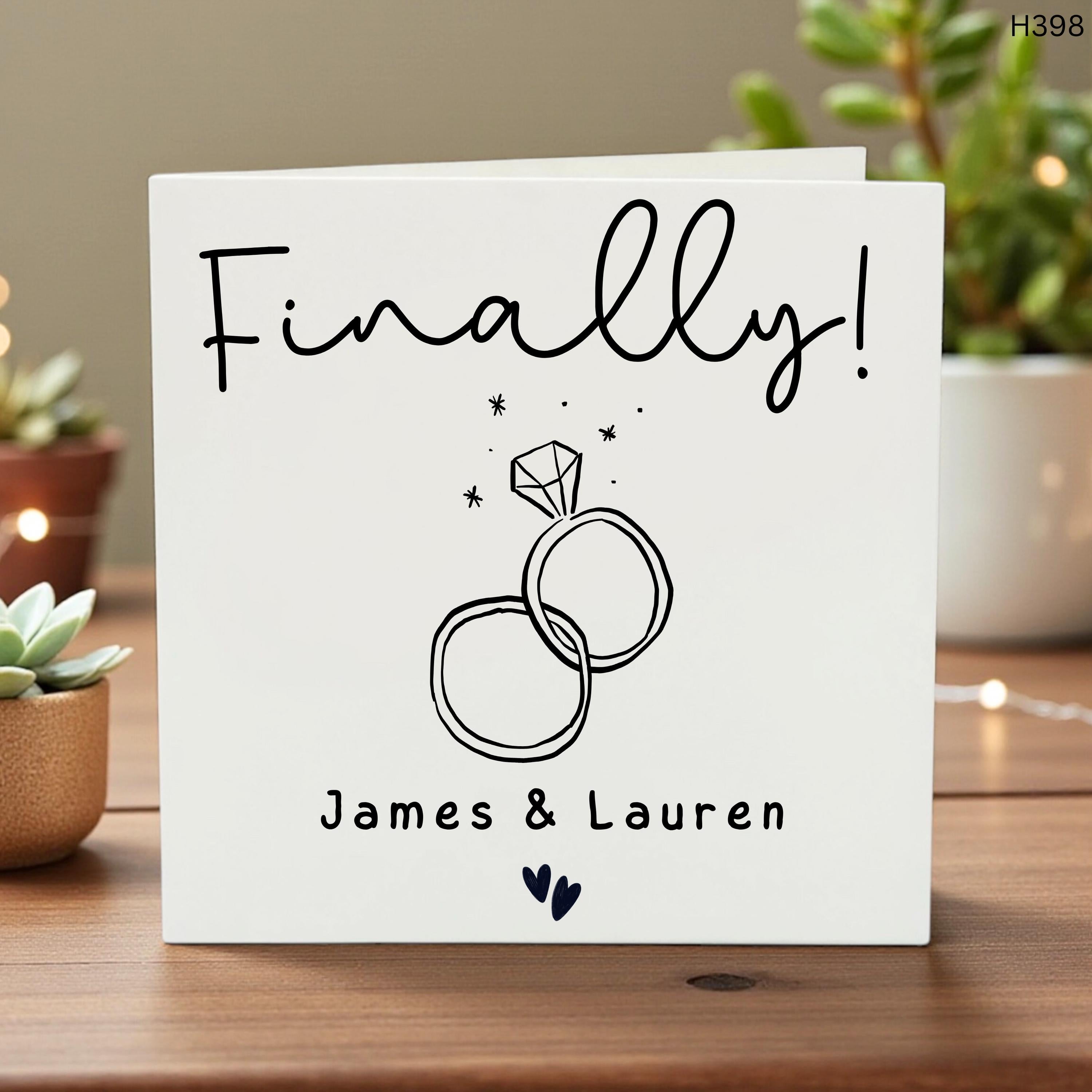 Finally Engagement Card, Personalized Wedding Proposal Congratulations, Custom Couple Name Card, Fun Engagement Celebration Greeting 6x6