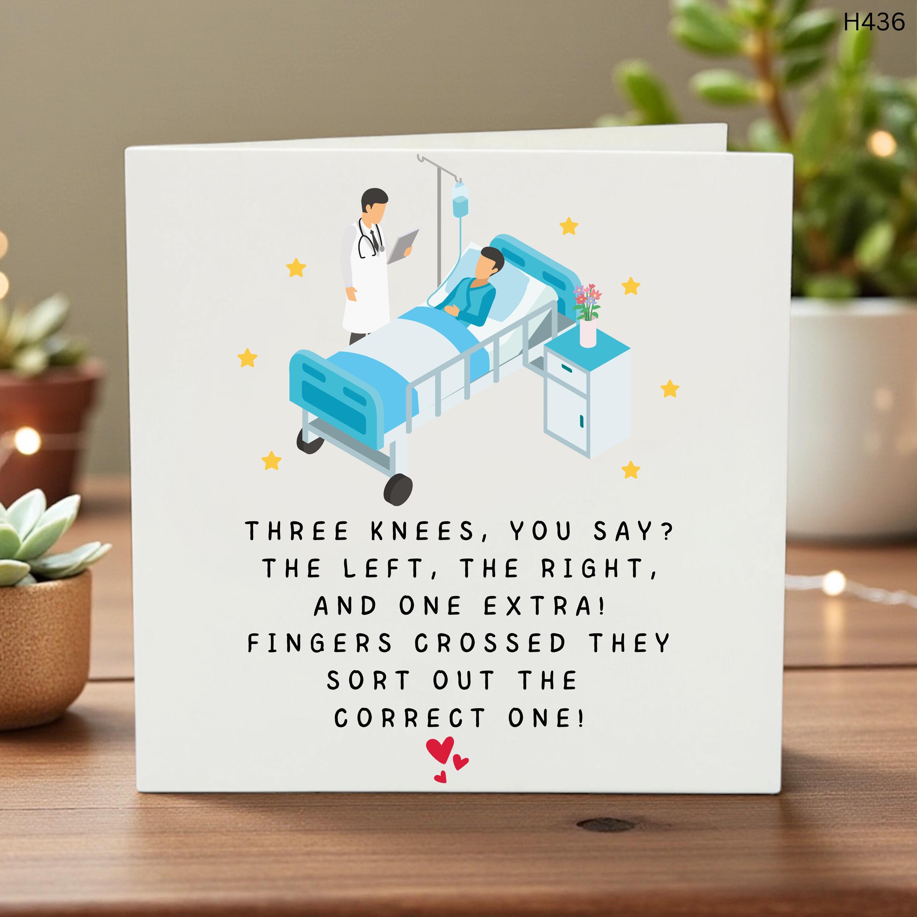 Funny Hospital Card, Knee Surgery Humor Greeting, Get Well Soon Card, Doctor and Patient Funny Card, Medical Humor Card 6x6