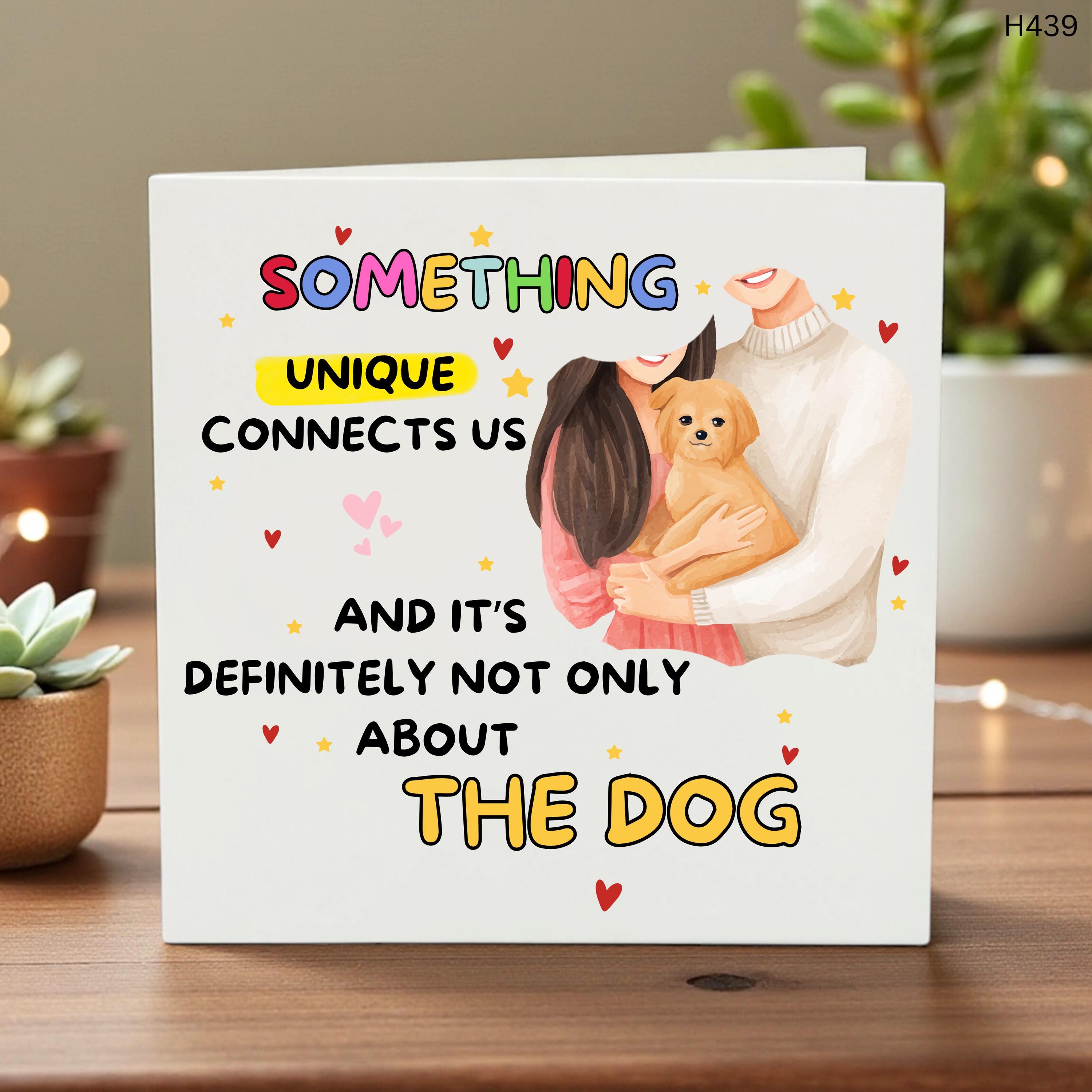 Funny Dog Lovers Card, Something Unique Connects Us, Humorous Couples Greeting, Pet Lover Card, Quirky Dog Relationship Card 6x6