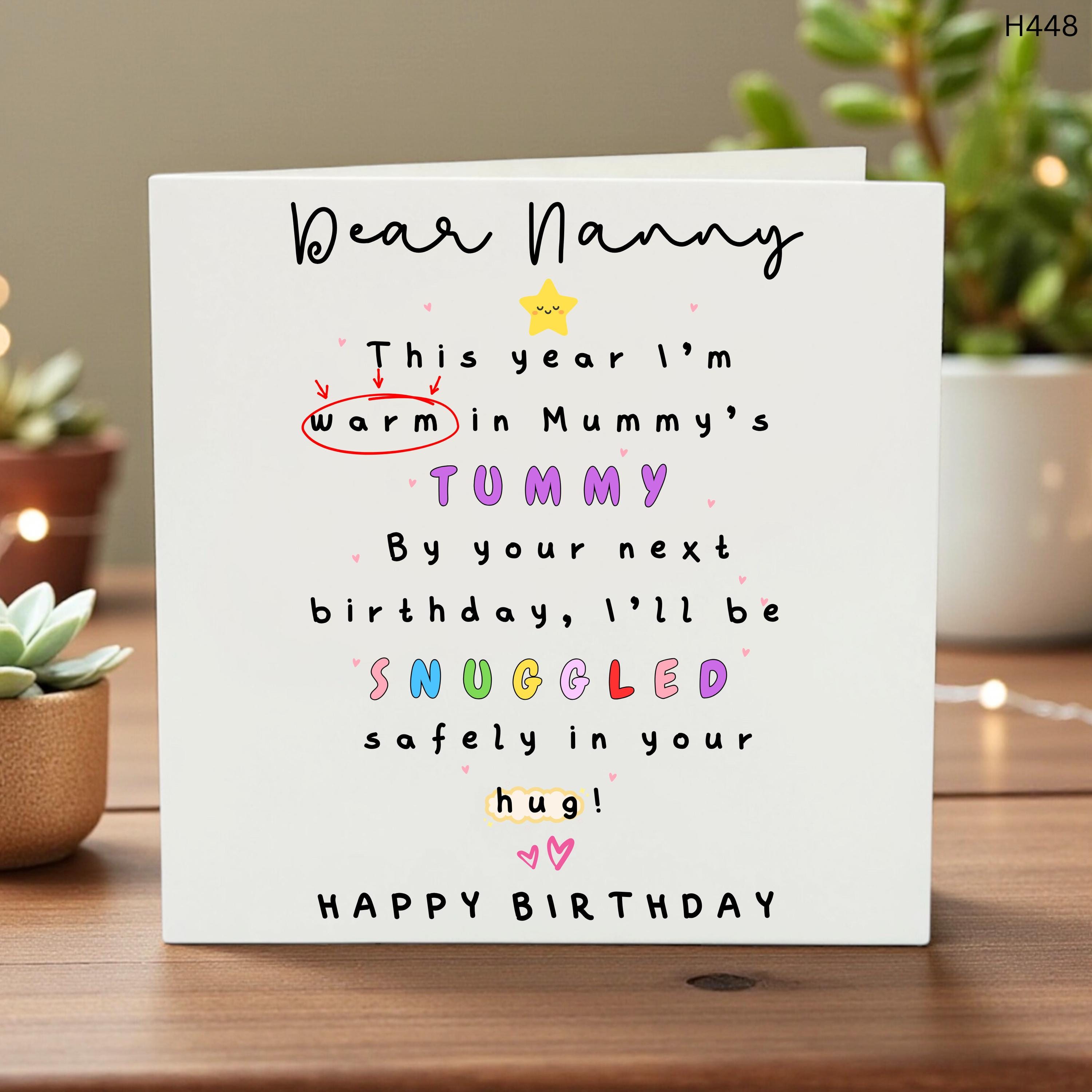 Dear Nanny Birthday Card, Cute Baby Card for Grandmother, Personalized Snuggled Greeting, Funny Heartfelt Gift, Family Keepsake - Nanny Bday