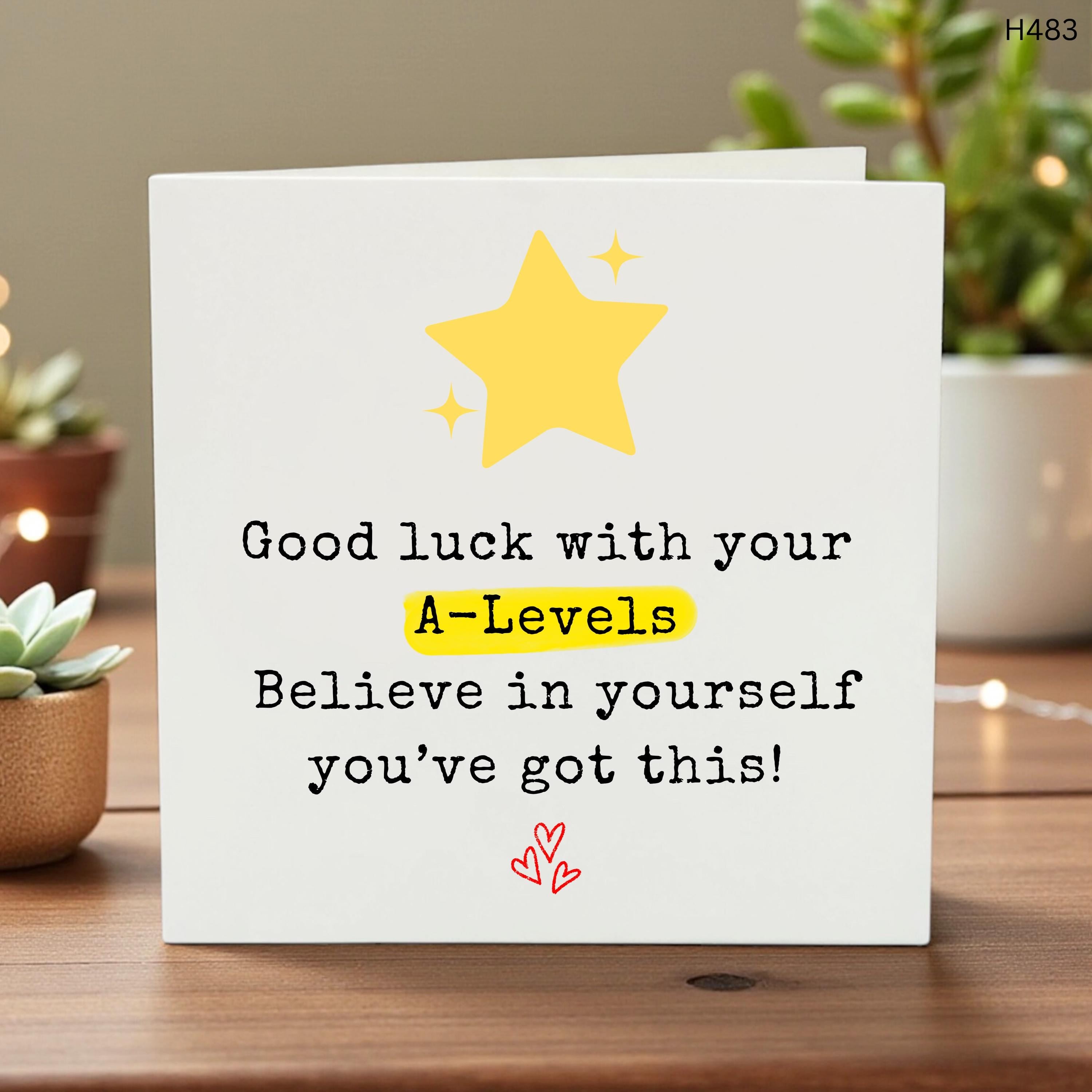 A-Level Good Luck Card, Believe in Yourself Exam Card, Encouragement Gift for A-Levels, You’ve Got This Student Card, Motivational Exam