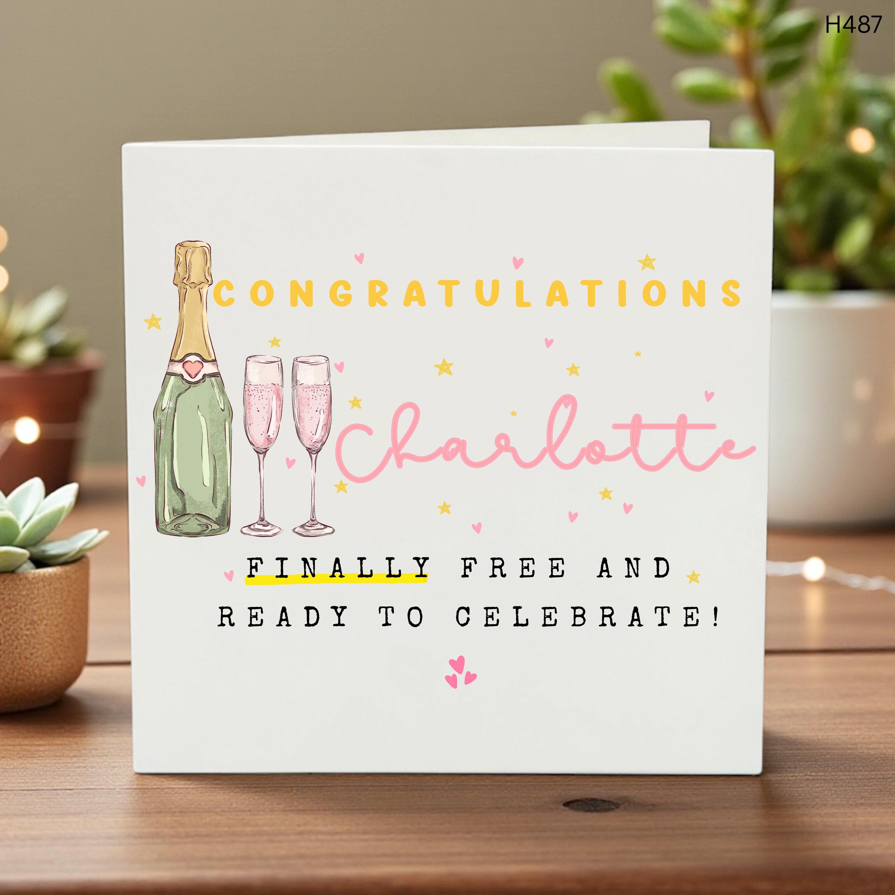 Personalized Finally Free Card, Congratulations on Your Divorce Gift for Her, Custom Name Happy Divorce Day Card, Funny Breakup Card