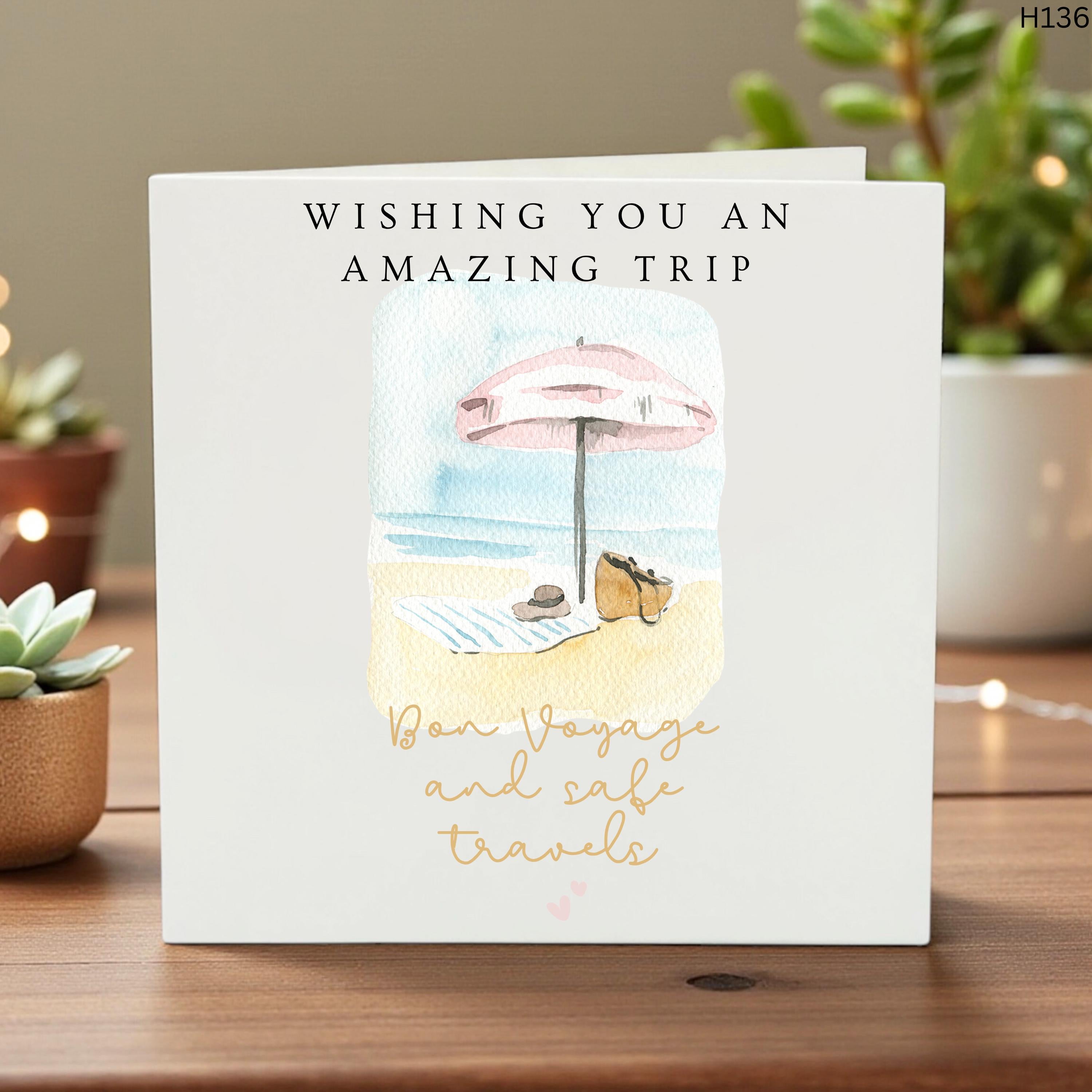 Personalised Bon Voyage Travel Card, Safe Travels Going Away Card, Custom Name Farewell Card, Travel Lover Gift, Adventure Awaits 6x6