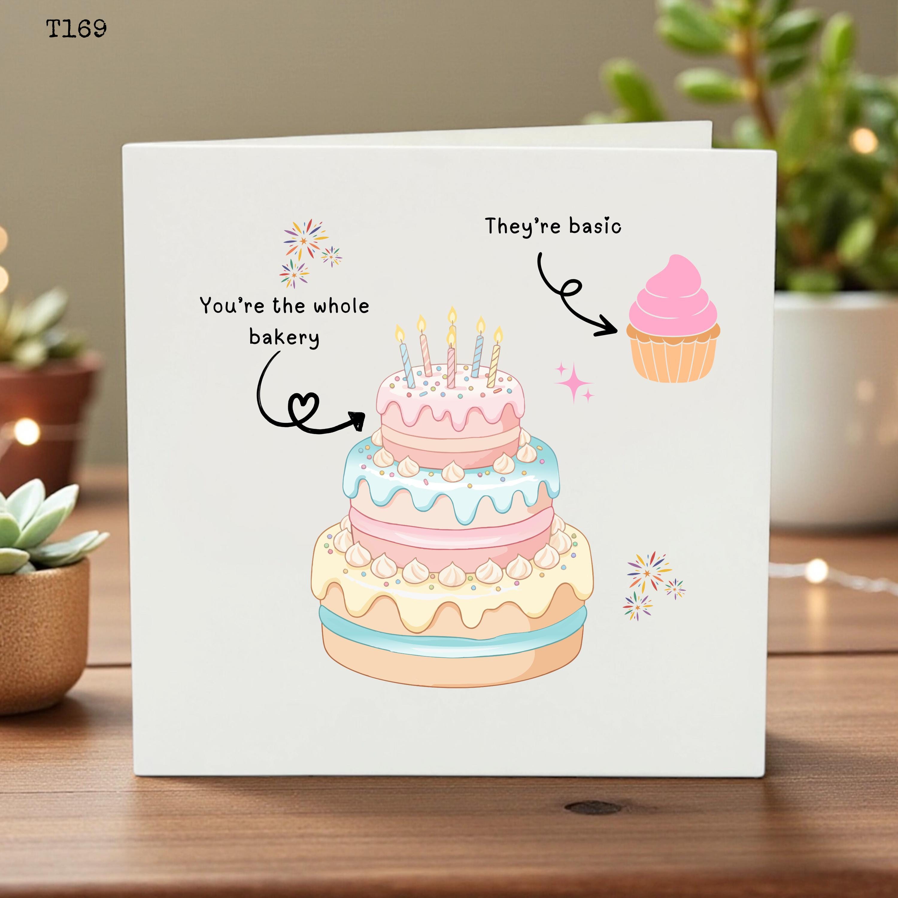 Funny Cake Birthday Card - You're the Whole Bakery Trendy Greeting Card - Funny BFF Sister Birthday Card - Cake Pun Foodie Gift