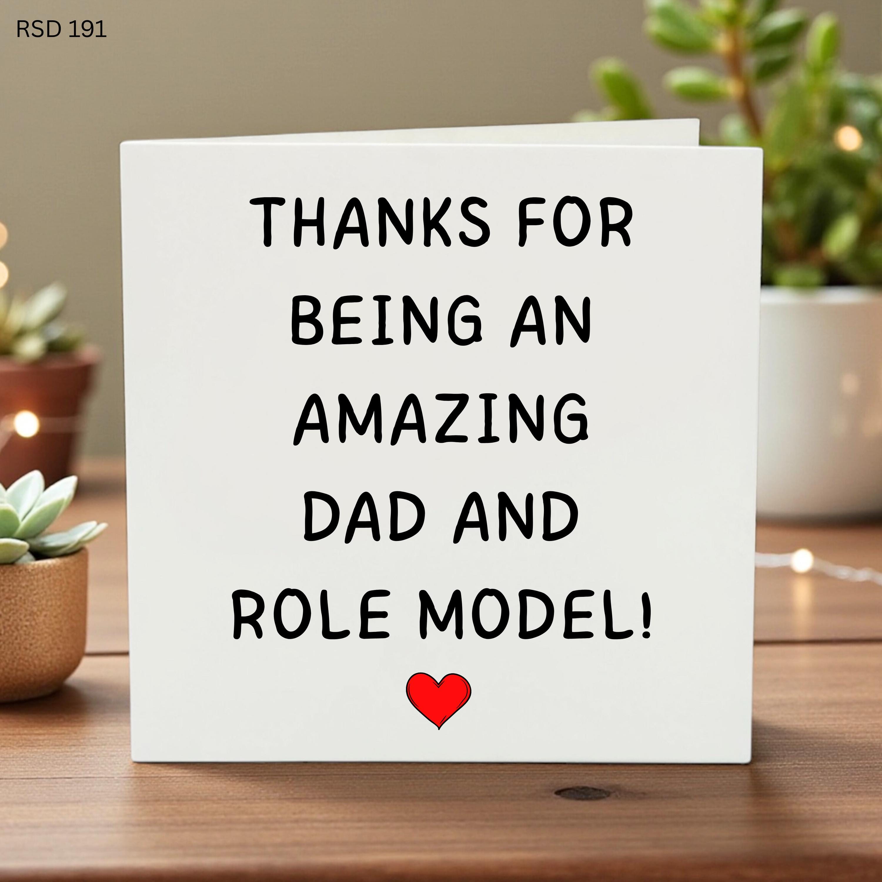 Thanks For Being An Amazing Dad and Role Model Card, Father's Day Gift, Birthday Card for Dad or Step-Dad, Sentimental Card for Him, RSD 191
