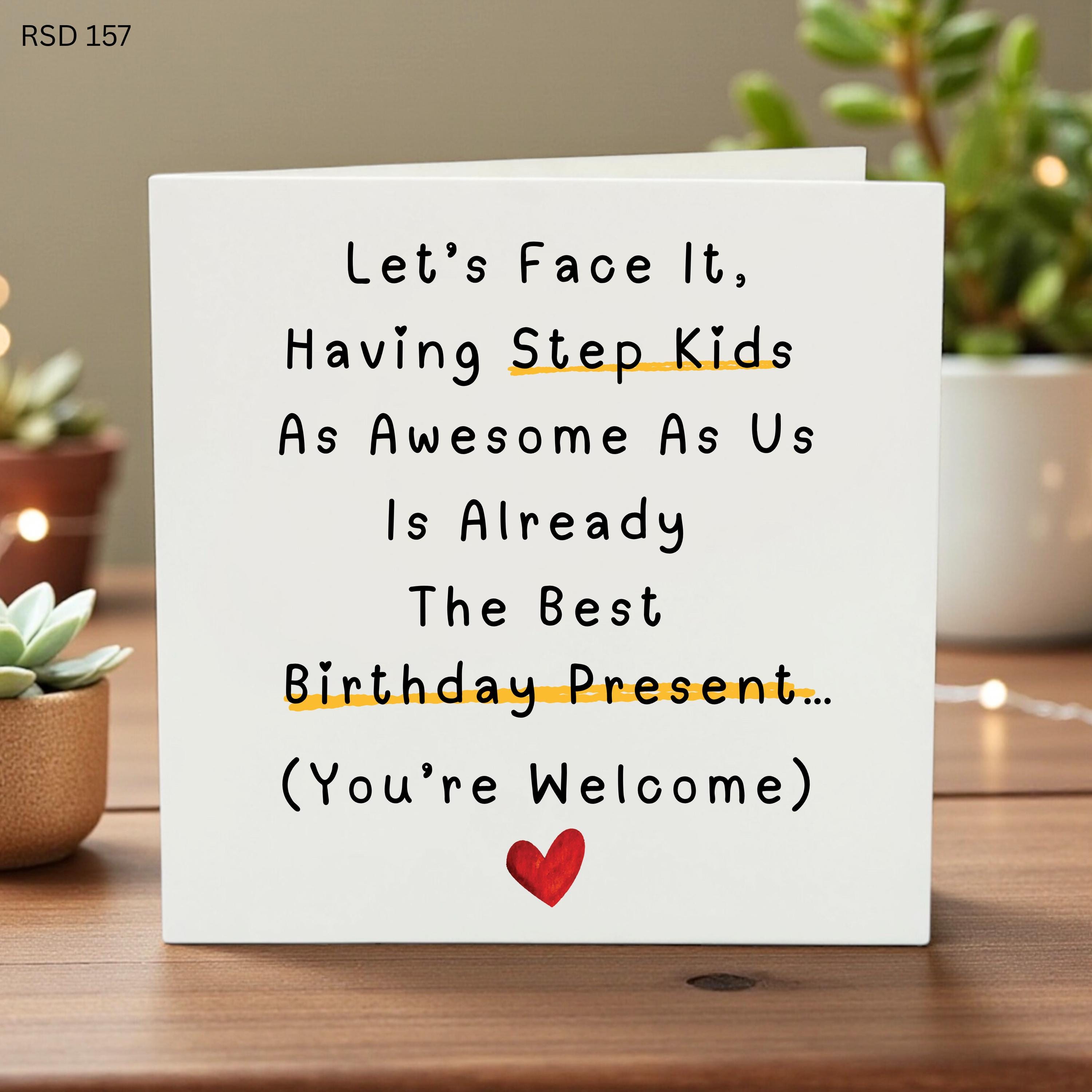 Funny Step Kids Birthday Card, Humorous Card for Stepfamily, Cute Stepchild Card for Him or Her, Unique Birthday Gift Idea