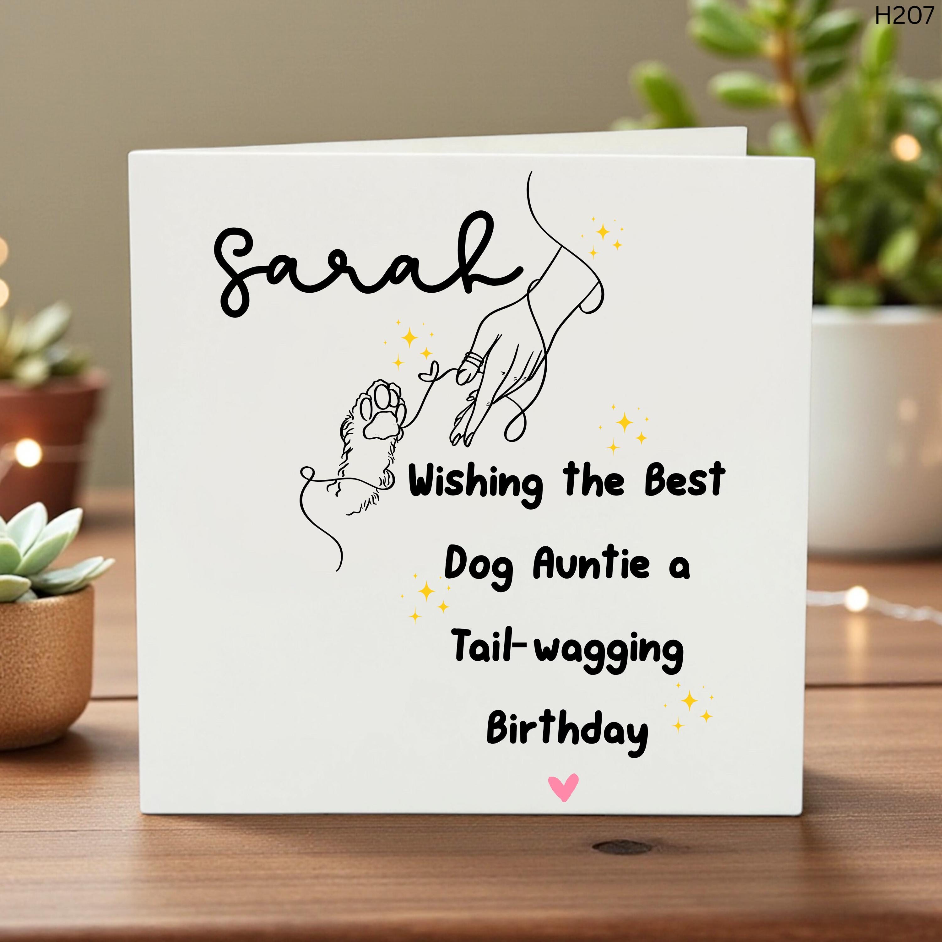 Dog Auntie Birthday Card, Personalised Dog Lover Card, Tail Wagging Birthday Card, Cute Pet Birthday Gift for Dog Auntie