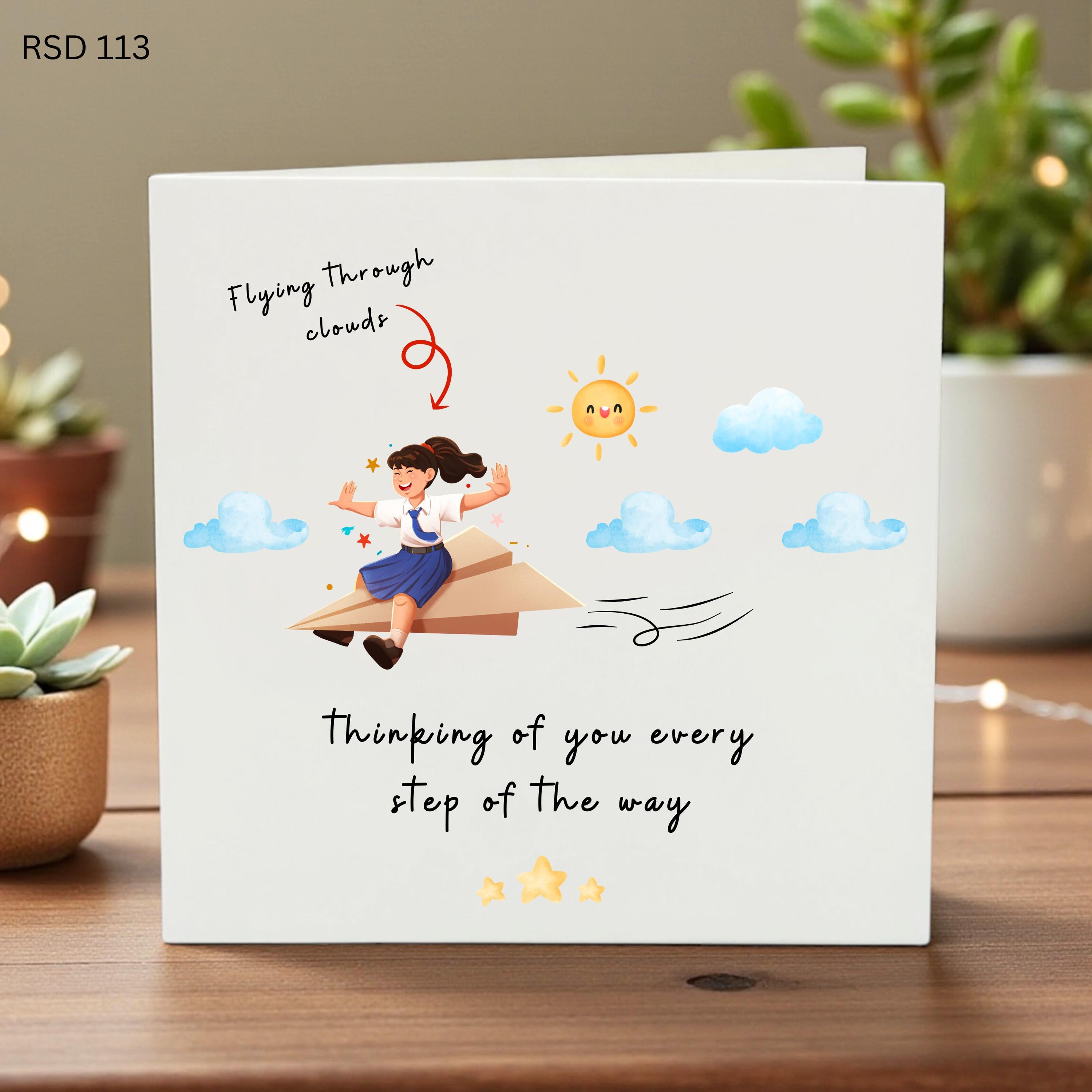 Thinking of You Every Step of the Way Card, Encouragement Greeting Card for Friend, Long Distance Relationship Card, Cute Paper Plane