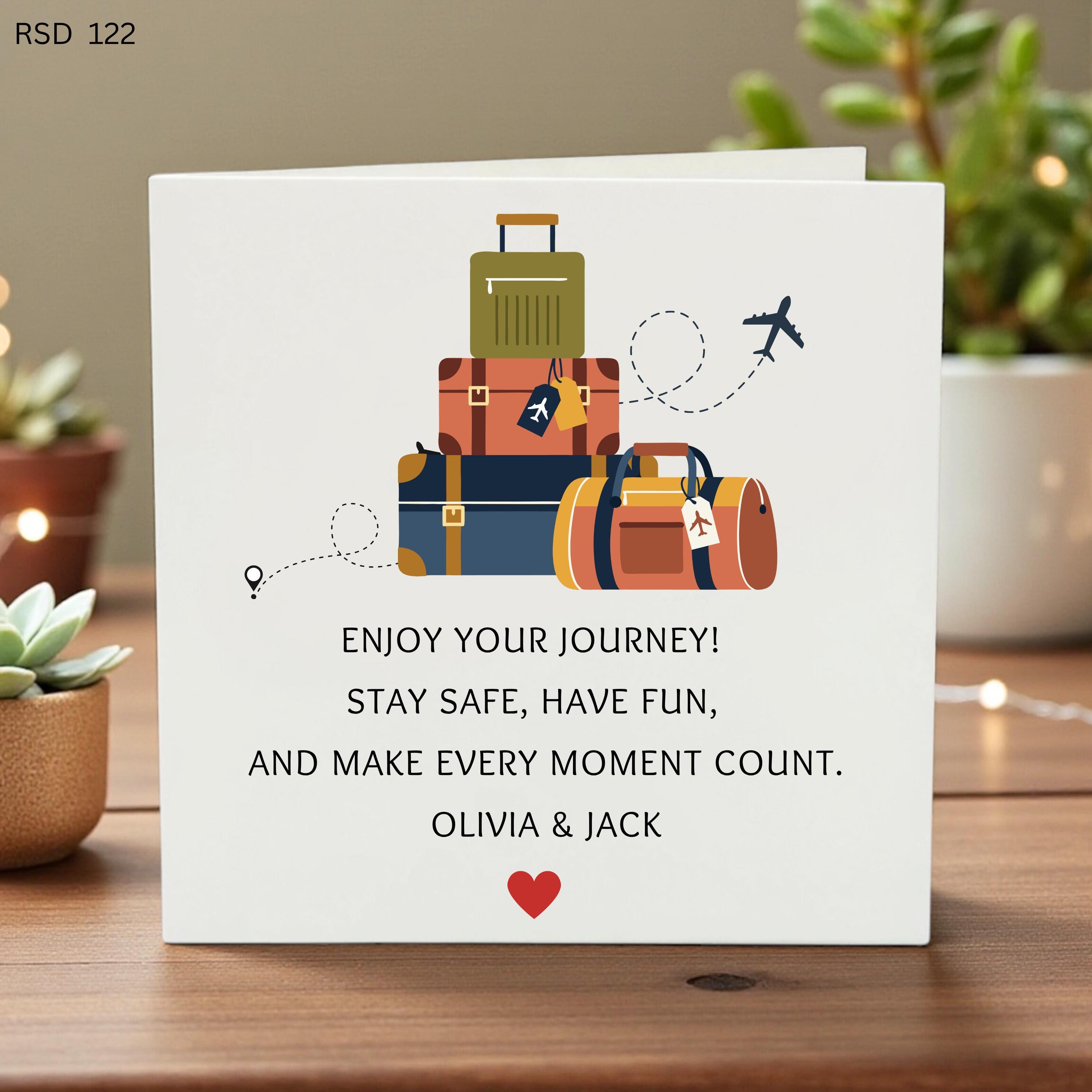 Personalized Bon Voyage Card Enjoy Your Journey Custom Moving Away Gift Travel Stationery