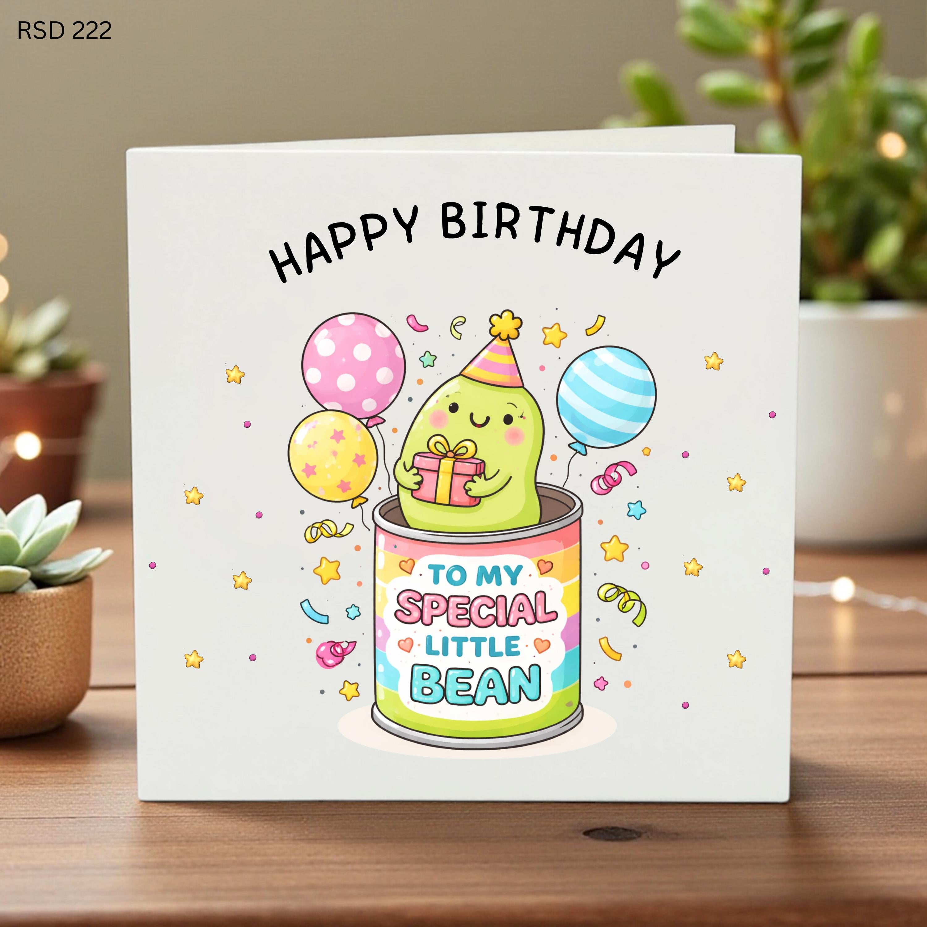 Happy Birthday to My Special Little Bean Card, Cute Kawaii Birthday Card for Daughter Son or Partner, Little Bean Pun Greeting Card for Her